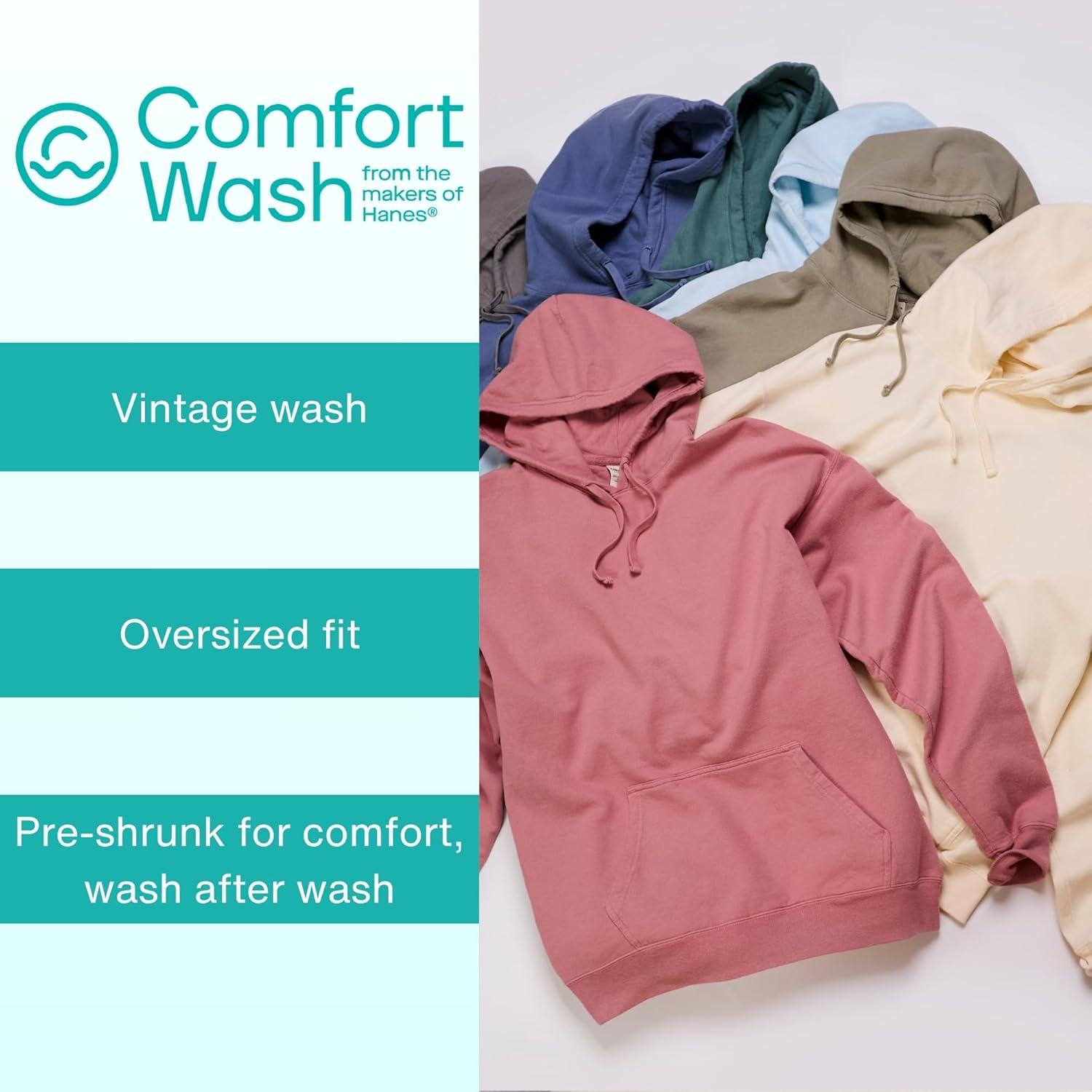 imageHanes mens Originals Fleece Hoodie Garment Dyed Hooded Sweatshirt Unisex Fleece PulloverCrimson Fall