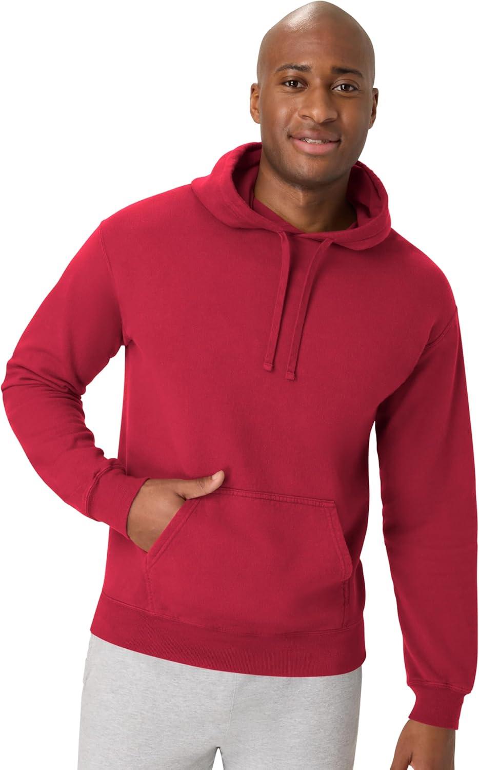 imageHanes mens Originals Fleece Hoodie Garment Dyed Hooded Sweatshirt Unisex Fleece PulloverCrimson Fall