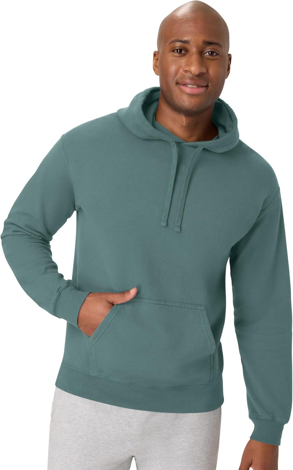 imageHanes mens Originals Fleece Hoodie Garment Dyed Hooded Sweatshirt Unisex Fleece PulloverCypress Green