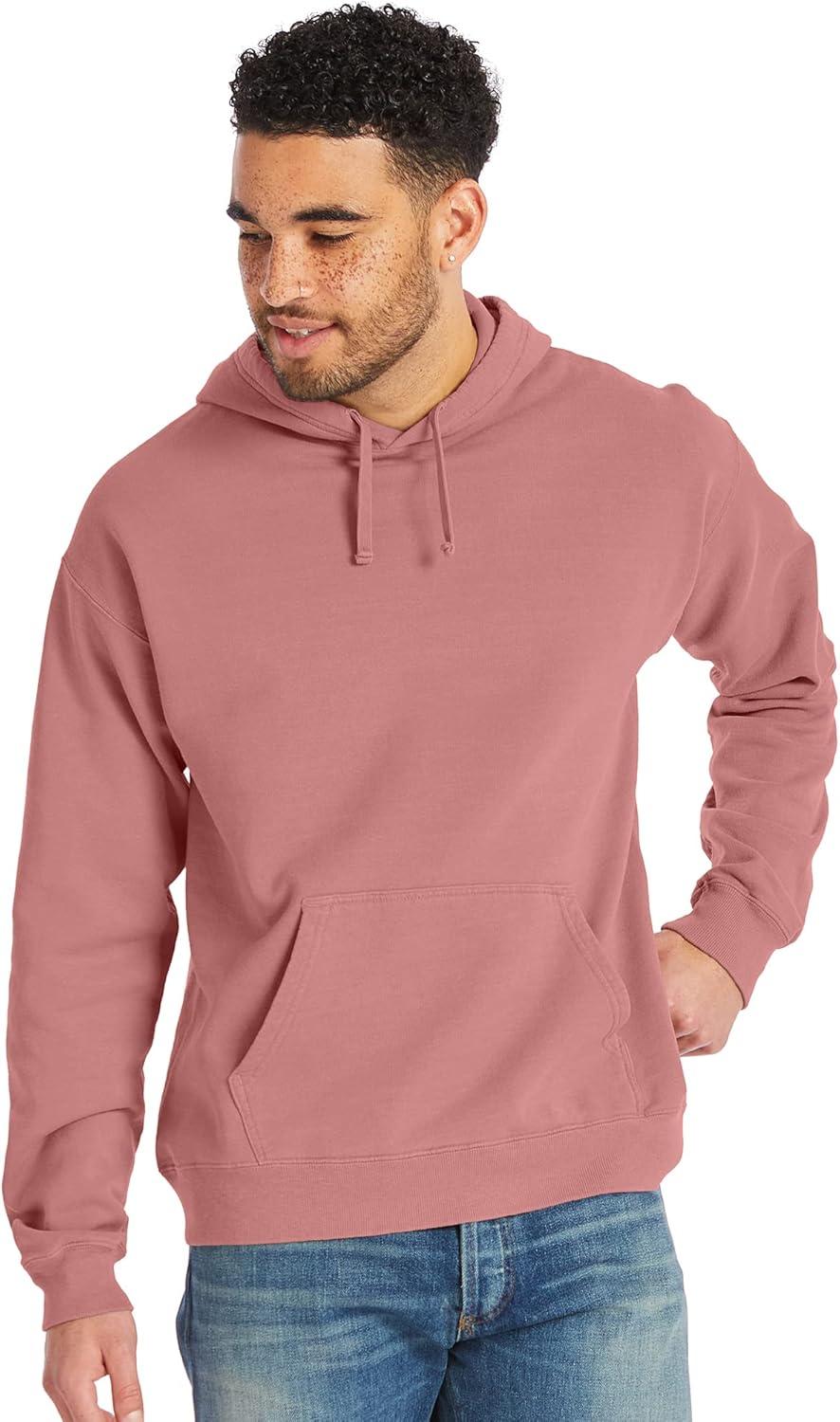 imageHanes mens Originals Fleece Hoodie Garment Dyed Hooded Sweatshirt Unisex Fleece PulloverMauve