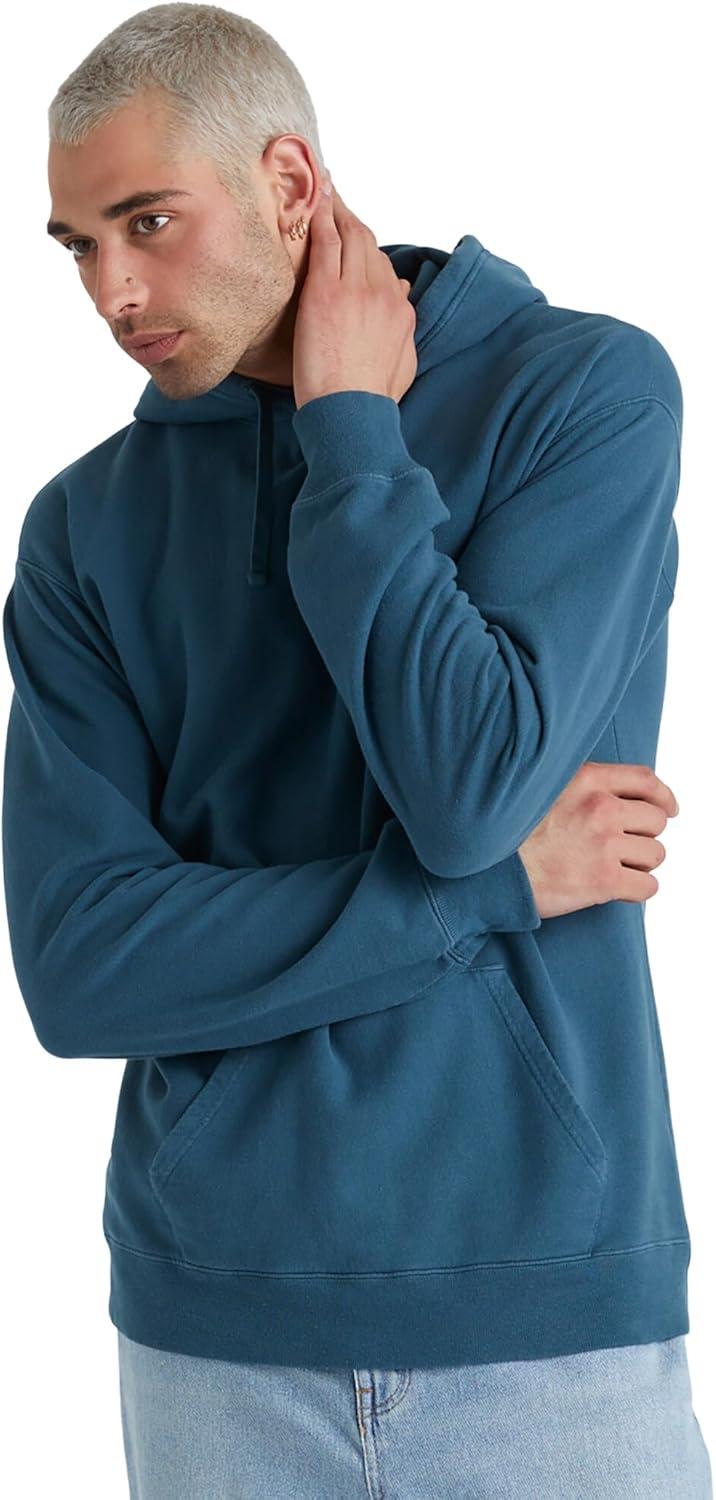 imageHanes mens Originals Fleece Hoodie Garment Dyed Hooded Sweatshirt Unisex Fleece PulloverMetallic Teal