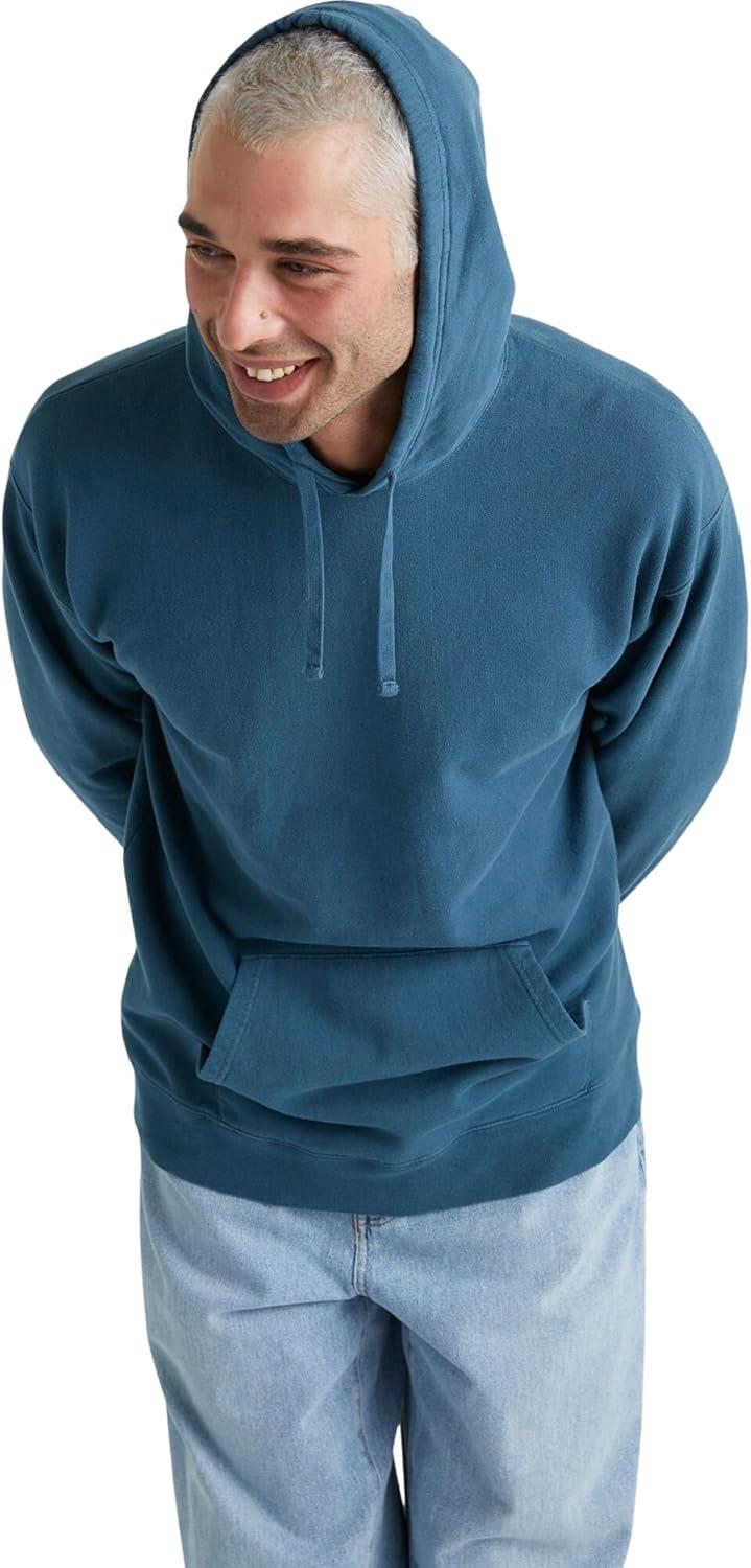imageHanes mens Originals Fleece Hoodie Garment Dyed Hooded Sweatshirt Unisex Fleece PulloverMetallic Teal
