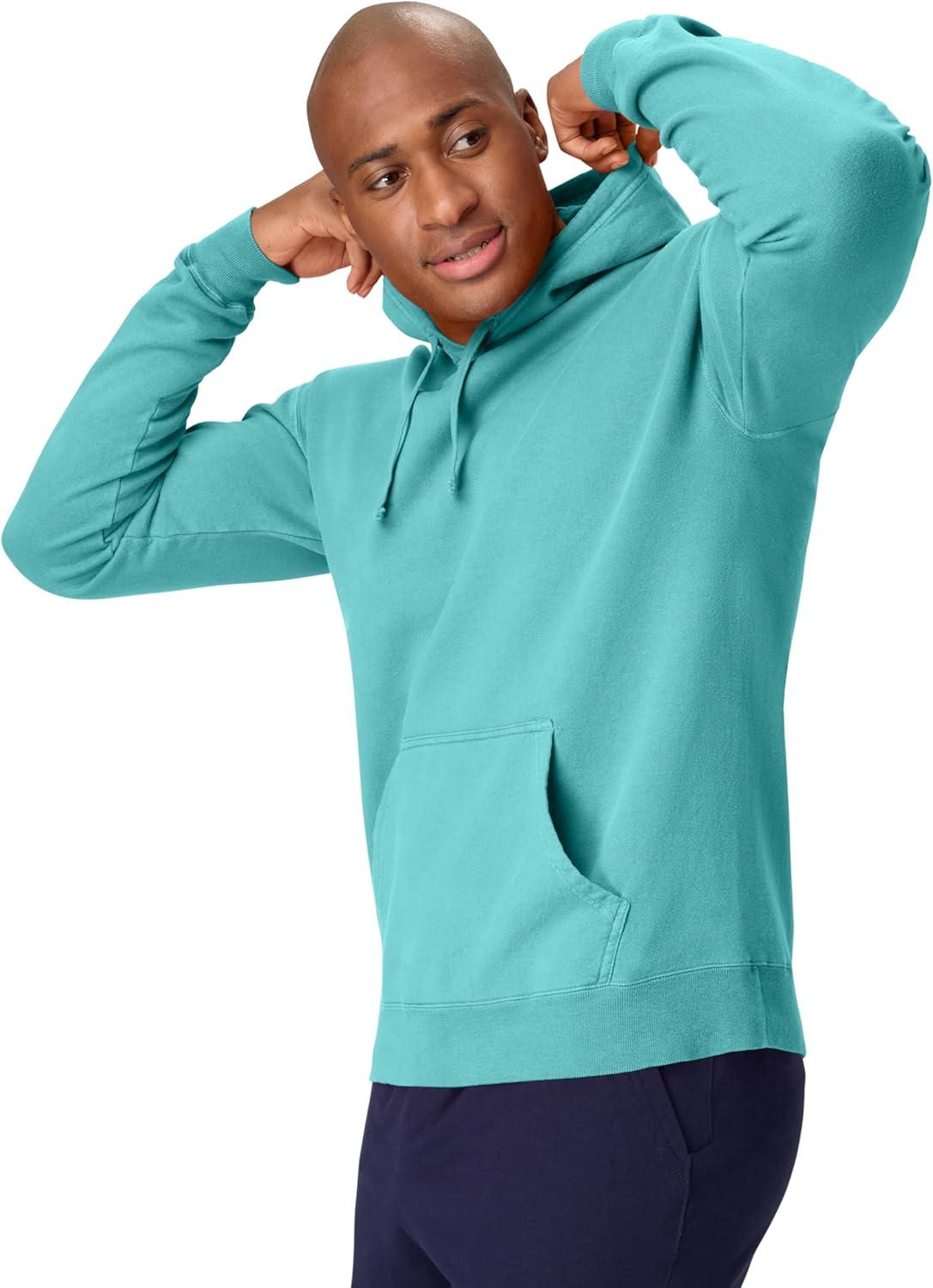 imageHanes mens Originals Fleece Hoodie Garment Dyed Hooded Sweatshirt Unisex Fleece PulloverMint