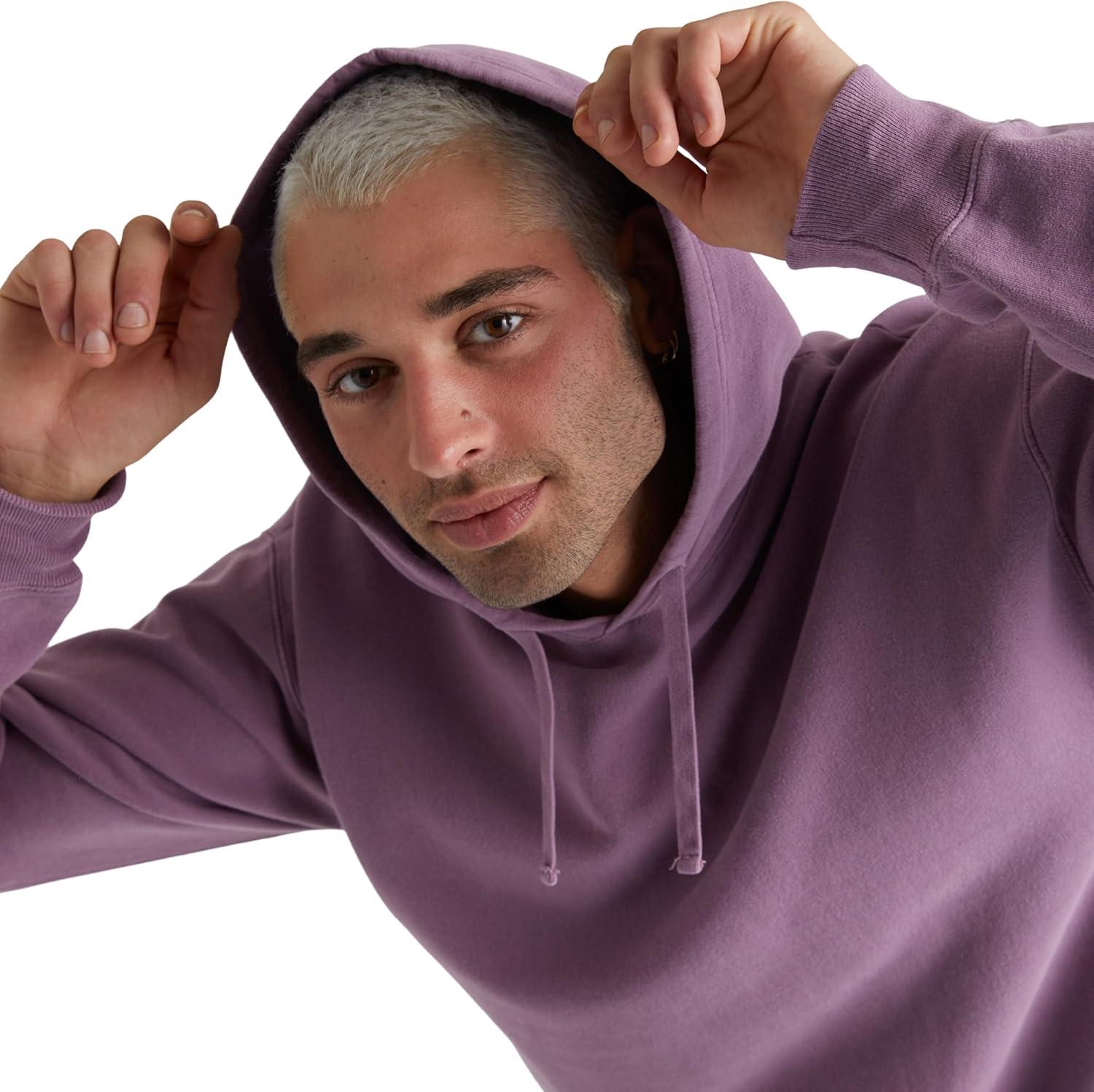 imageHanes mens Originals Fleece Hoodie Garment Dyed Hooded Sweatshirt Unisex Fleece PulloverPurple Plum Raisin