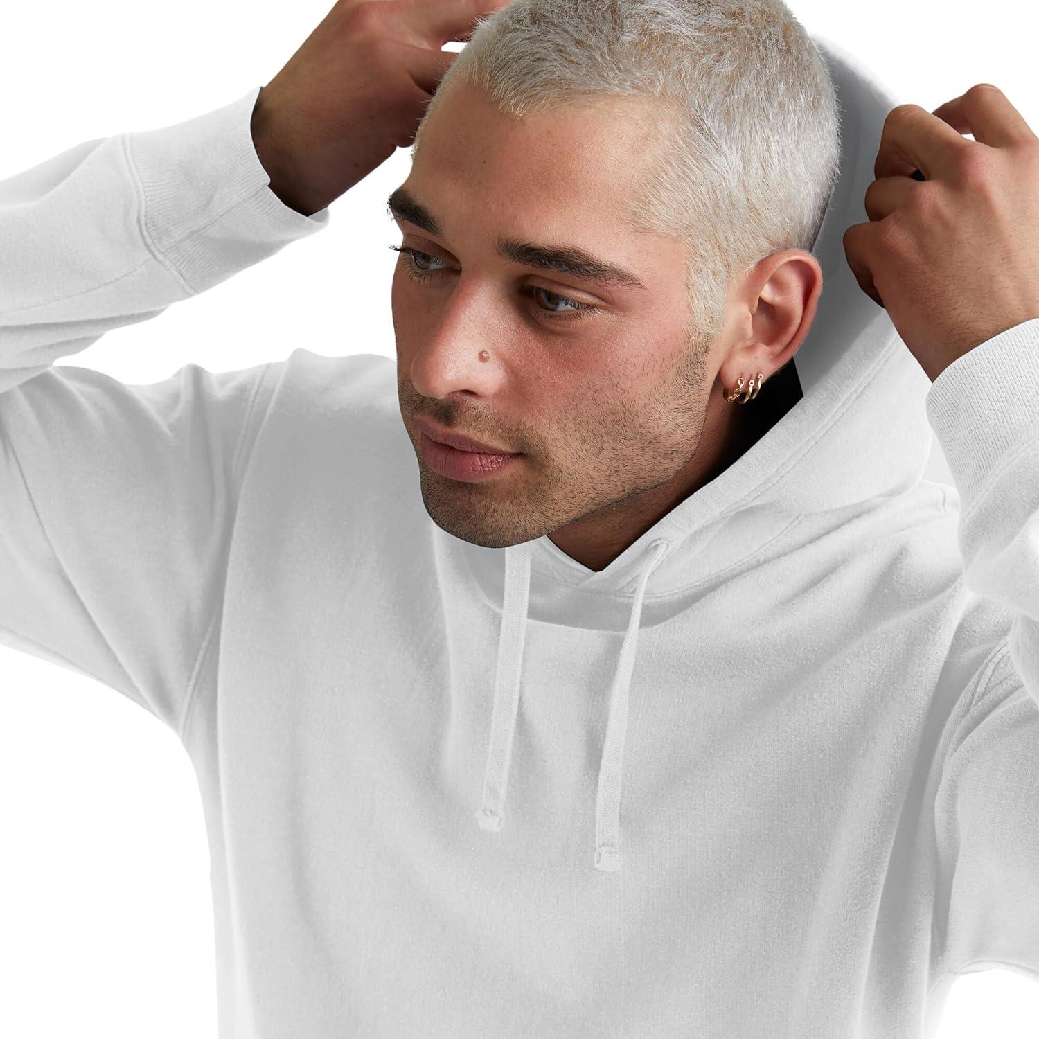 imageHanes mens Originals Fleece Hoodie Garment Dyed Hooded Sweatshirt Unisex Fleece PulloverWhite