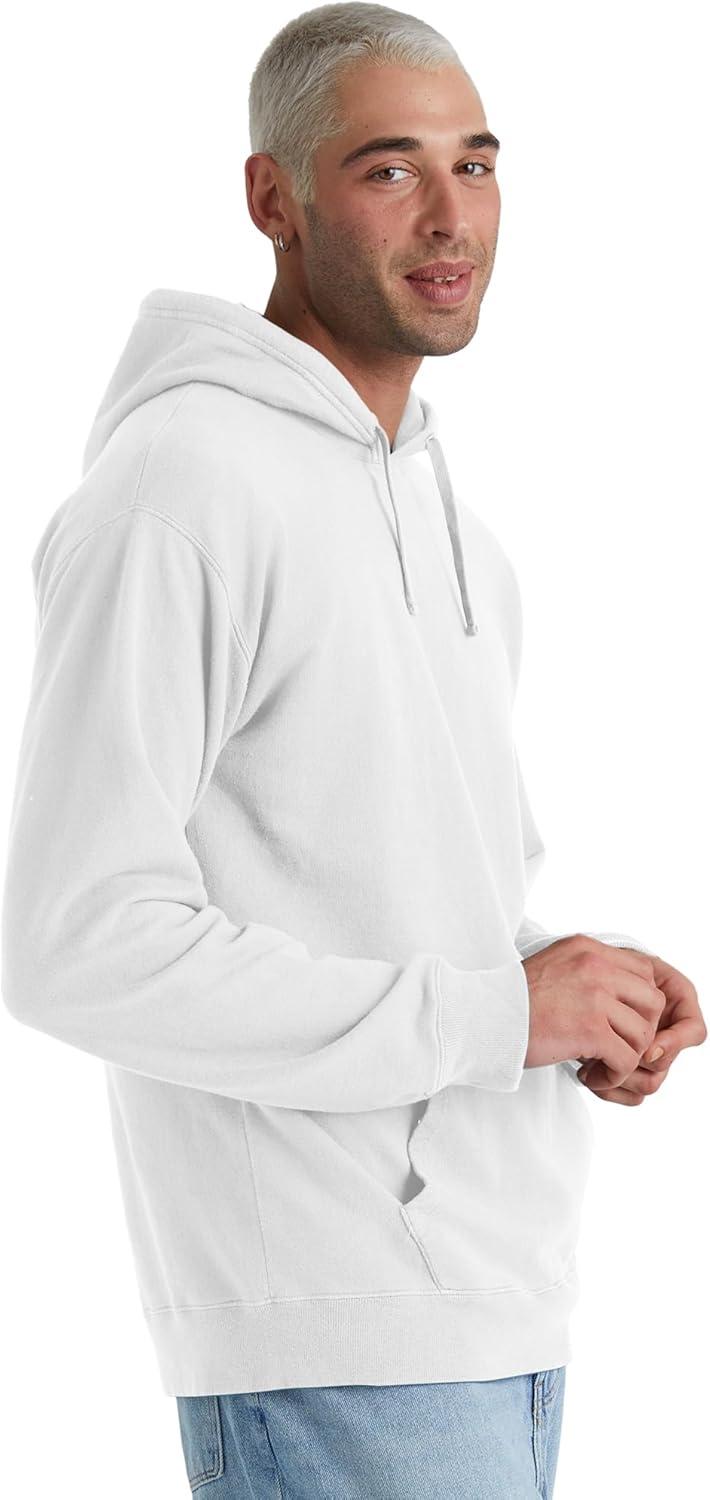 imageHanes mens Originals Fleece Hoodie Garment Dyed Hooded Sweatshirt Unisex Fleece PulloverWhite