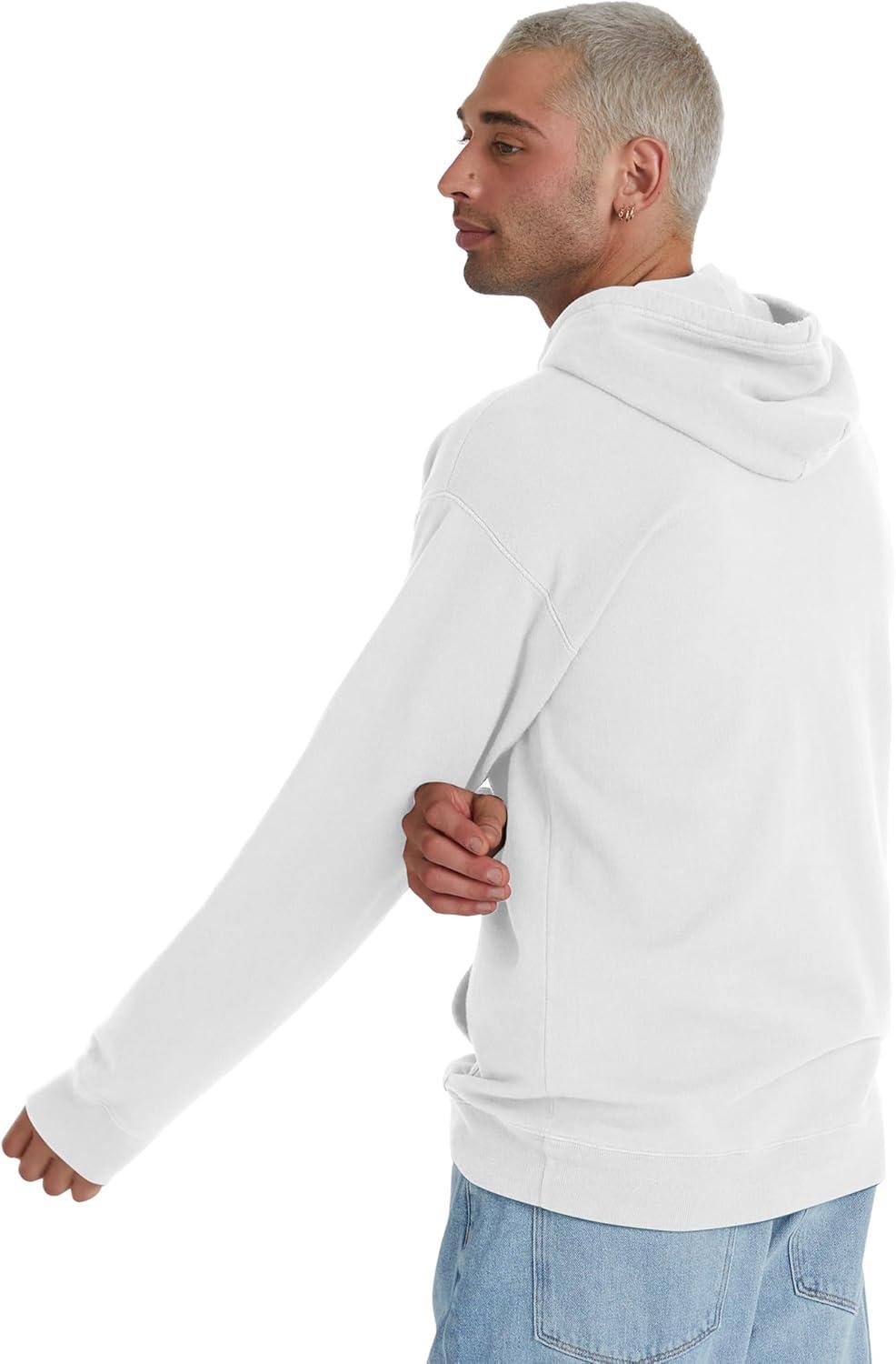 imageHanes mens Originals Fleece Hoodie Garment Dyed Hooded Sweatshirt Unisex Fleece PulloverWhite