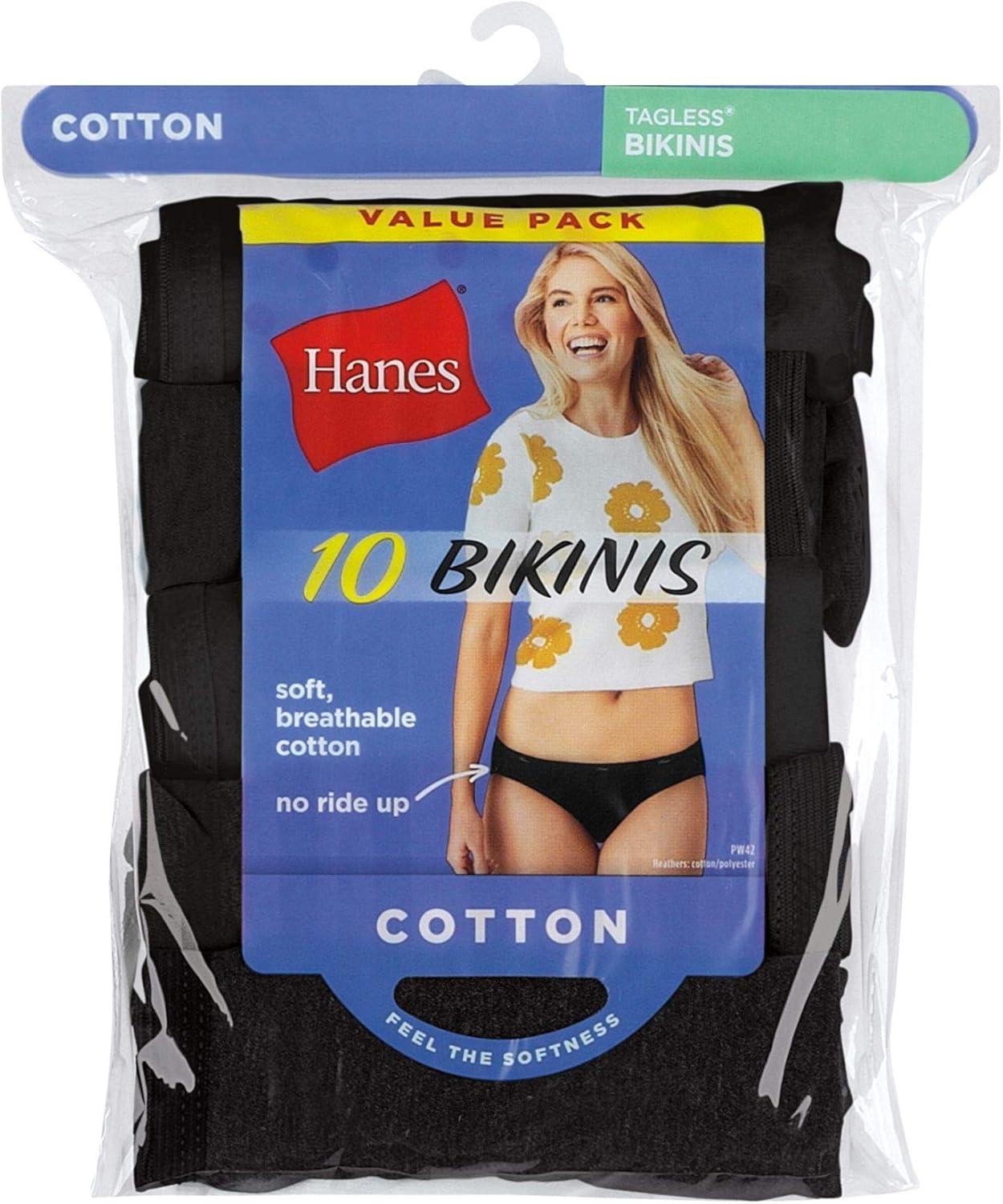 imageHanes womens Highcut Panties Pack Highwaisted Briefs Moisturewicking Cotton Underwear 10pack Colors May Vary10 Pack Black