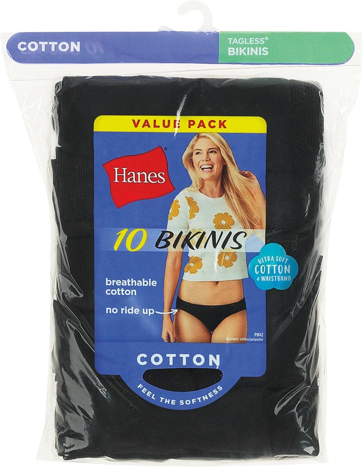 imageHanes womens Highcut Panties Pack Highwaisted Briefs Moisturewicking Cotton Underwear 10pack Colors May VaryAll Black