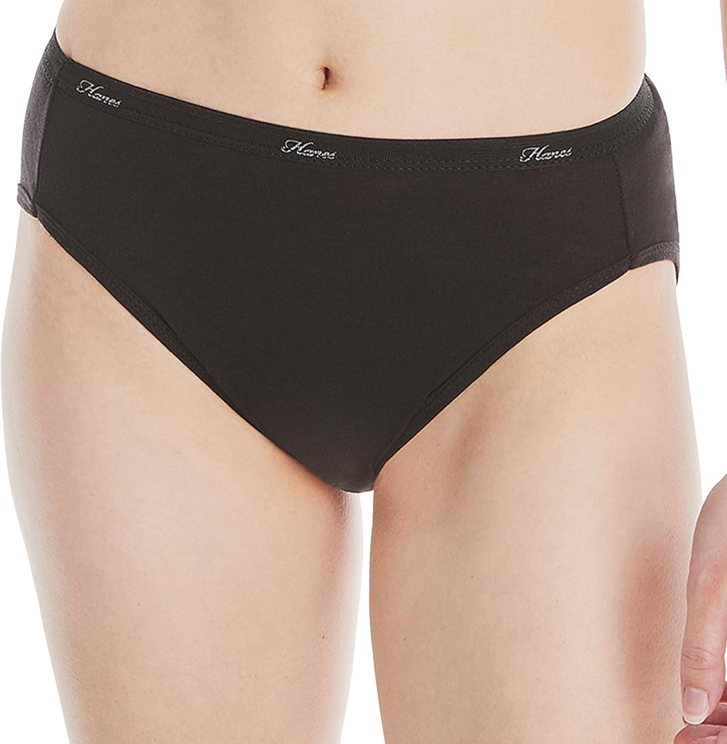 imageHanes womens Highcut Panties Pack Highwaisted Briefs Moisturewicking Cotton Underwear 10pack Colors May VarySolidPrint Mix