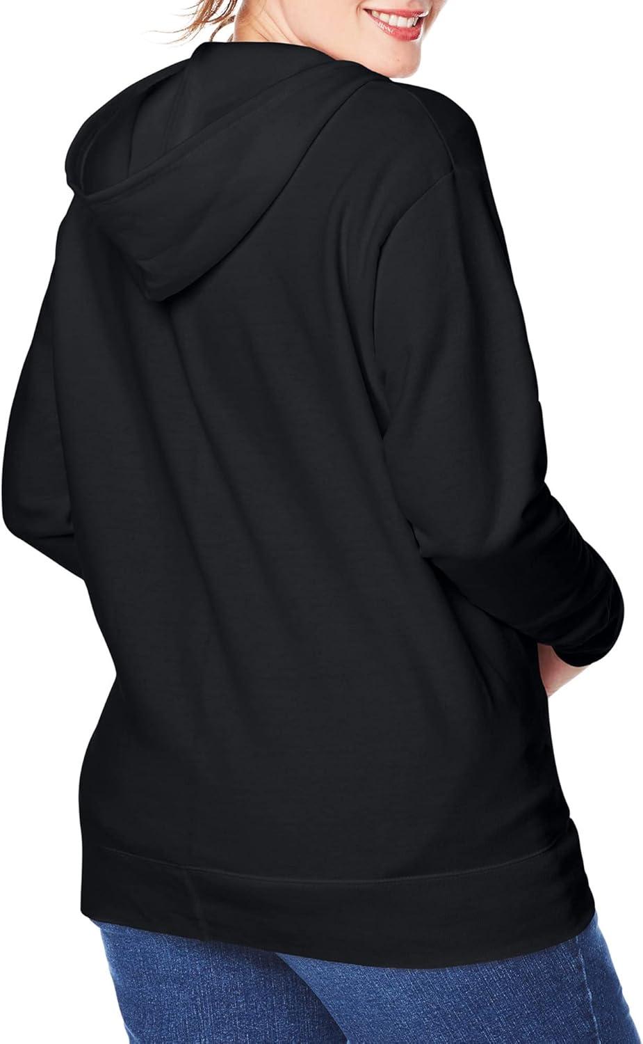 imageJUST MY SIZE Plus Size ComfortSoft EcoSmart Fleece FullZip Womens HoodieEbony