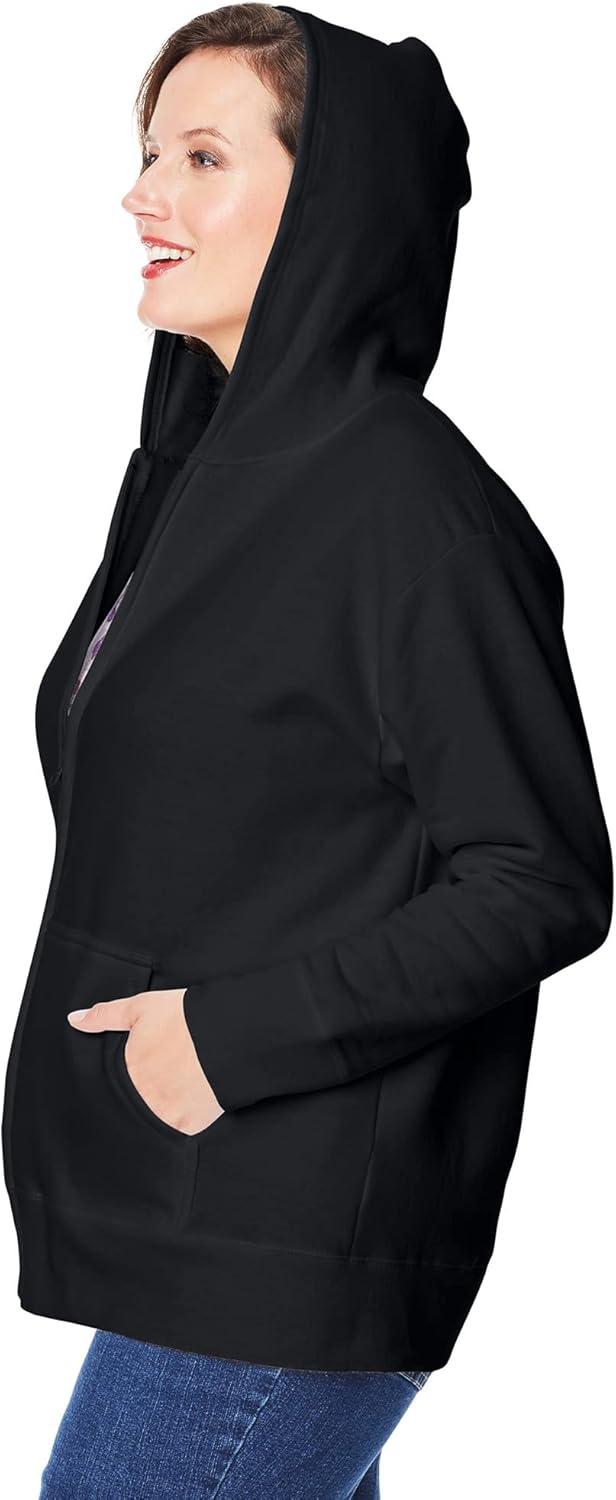imageJUST MY SIZE Plus Size ComfortSoft EcoSmart Fleece FullZip Womens HoodieEbony