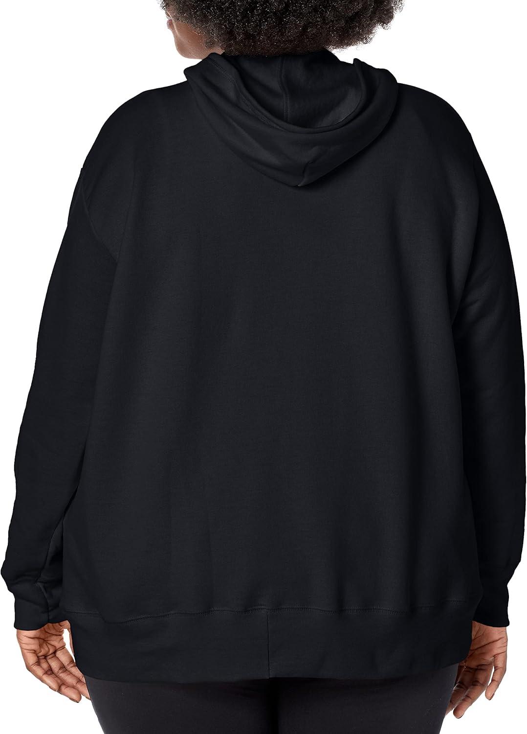 imageJUST MY SIZE Plus Size ComfortSoft EcoSmart Fleece FullZip Womens HoodieEbony