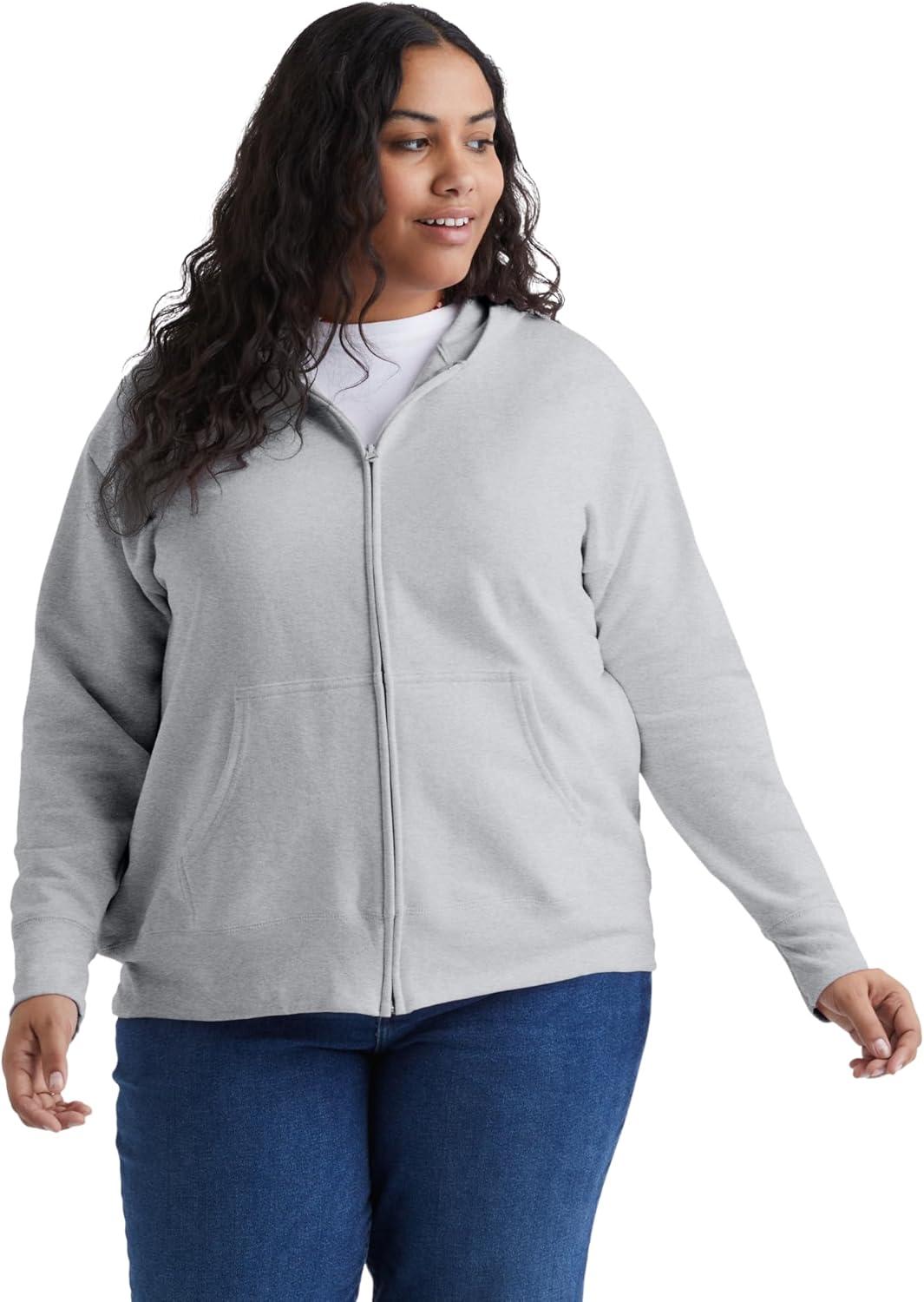 imageJUST MY SIZE Plus Size ComfortSoft EcoSmart Fleece FullZip Womens HoodieLight Steel