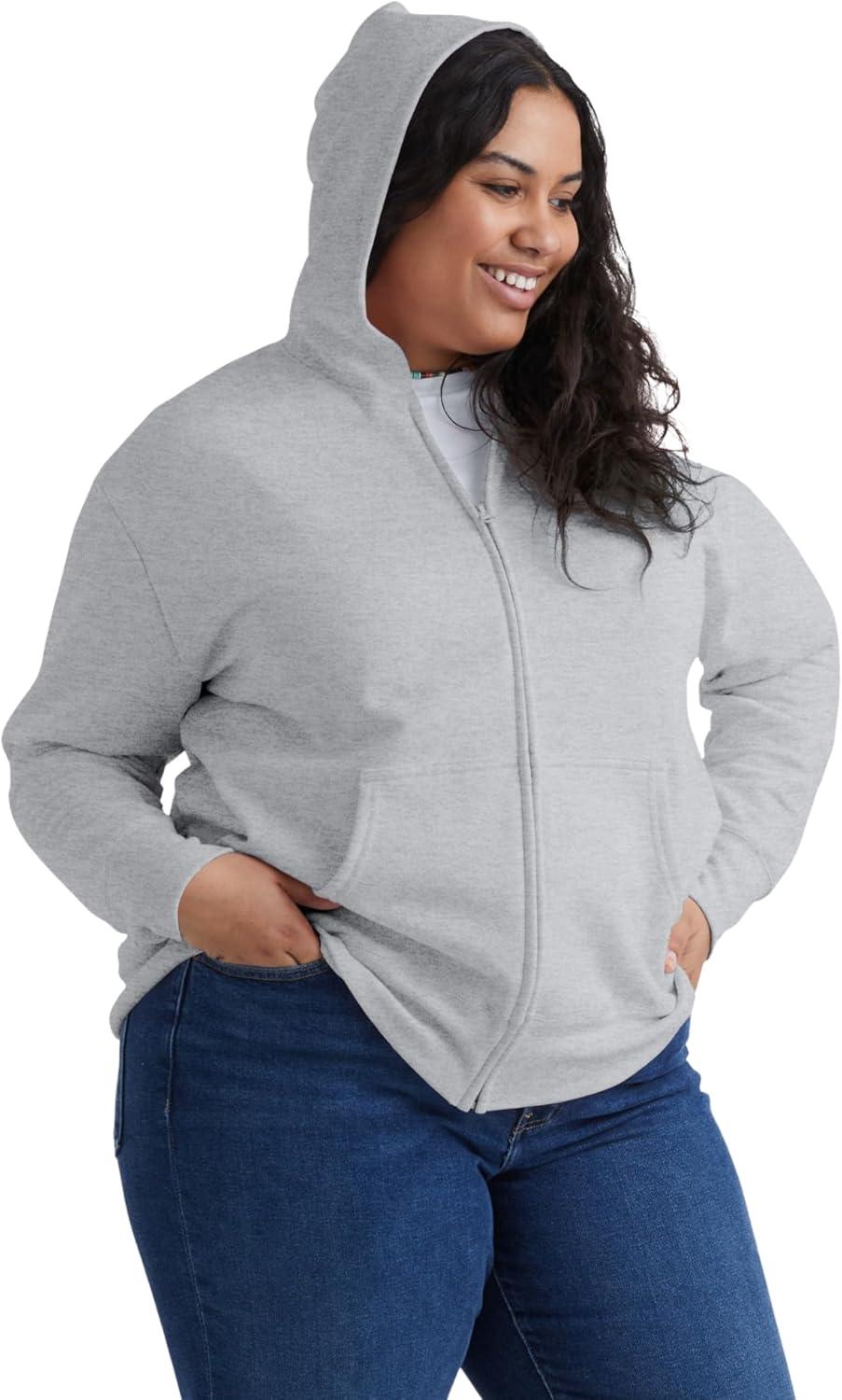 imageJUST MY SIZE Plus Size ComfortSoft EcoSmart Fleece FullZip Womens HoodieLight Steel