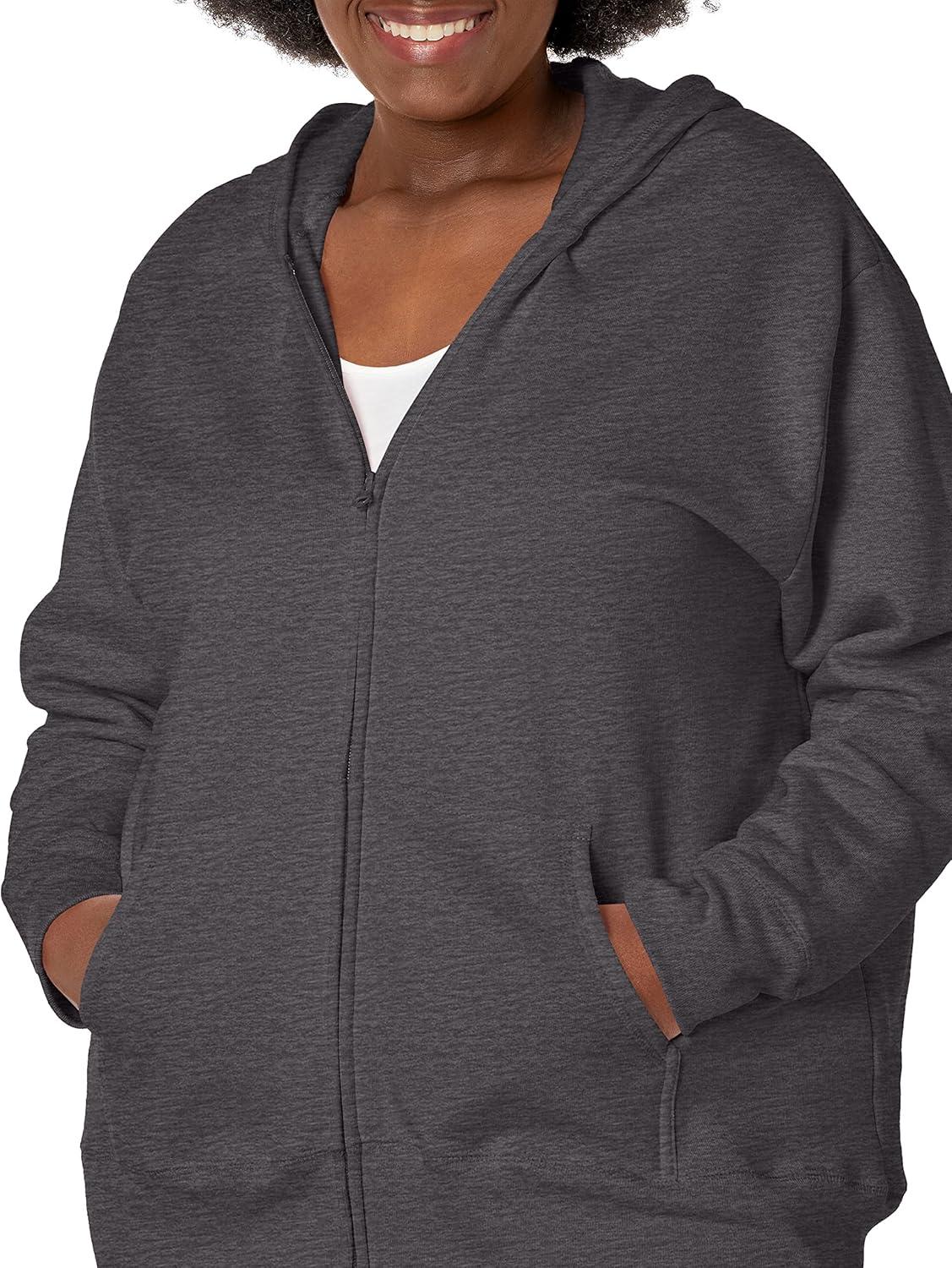 imageJUST MY SIZE Plus Size ComfortSoft EcoSmart Fleece FullZip Womens HoodieSlate Heather