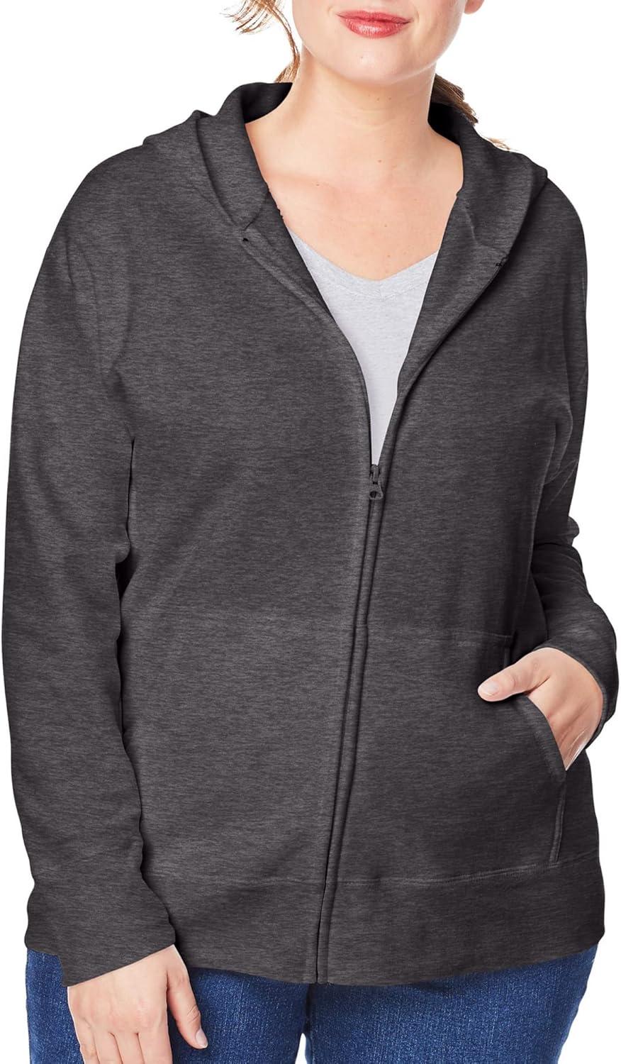 imageJUST MY SIZE Plus Size ComfortSoft EcoSmart Fleece FullZip Womens HoodieSlate Heather