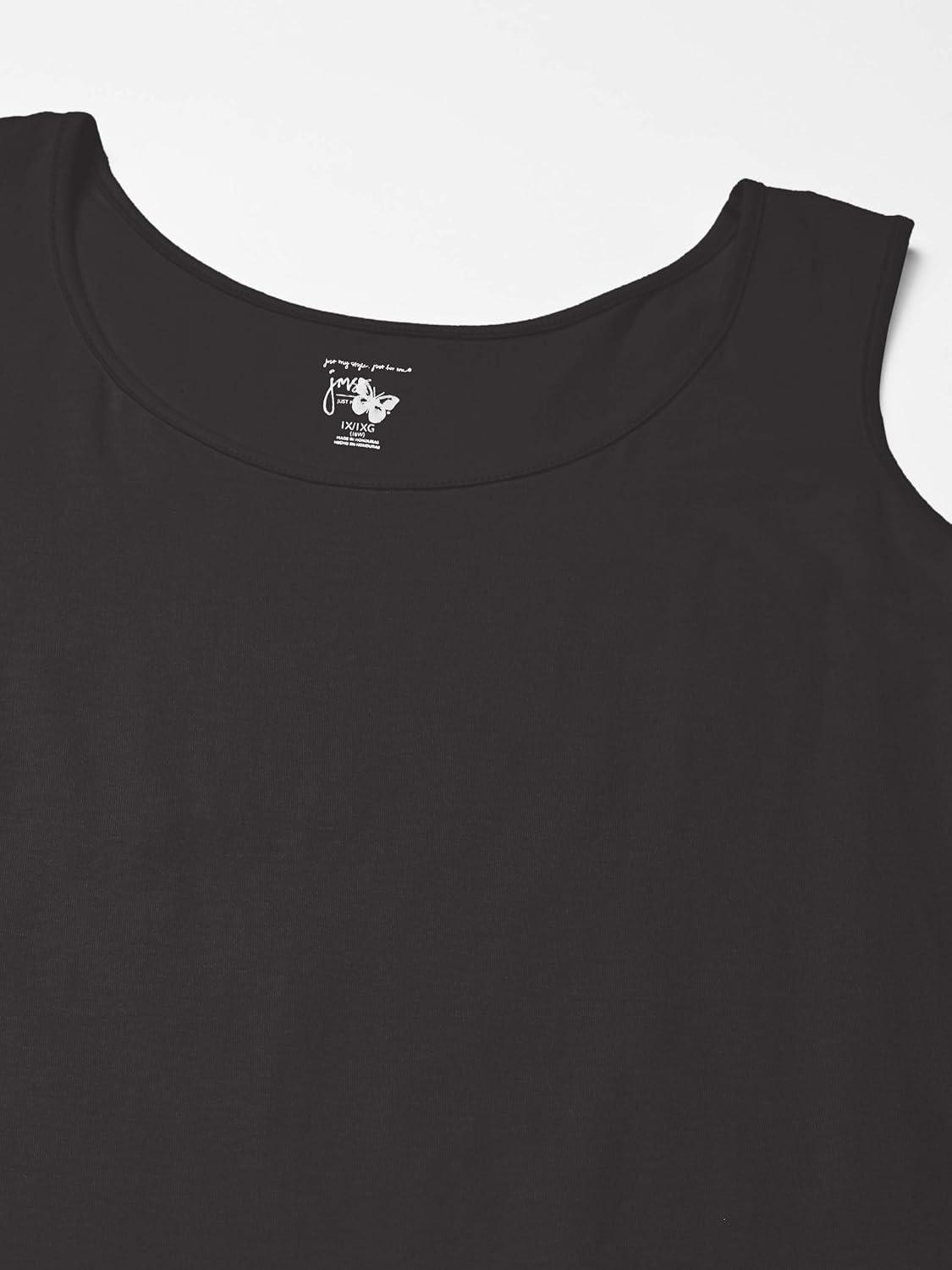 imageJUST MY SIZE Womens Plus Size Cotton Jersey Shirttail Tank Top Plus Sleeveless ShirtsBlack