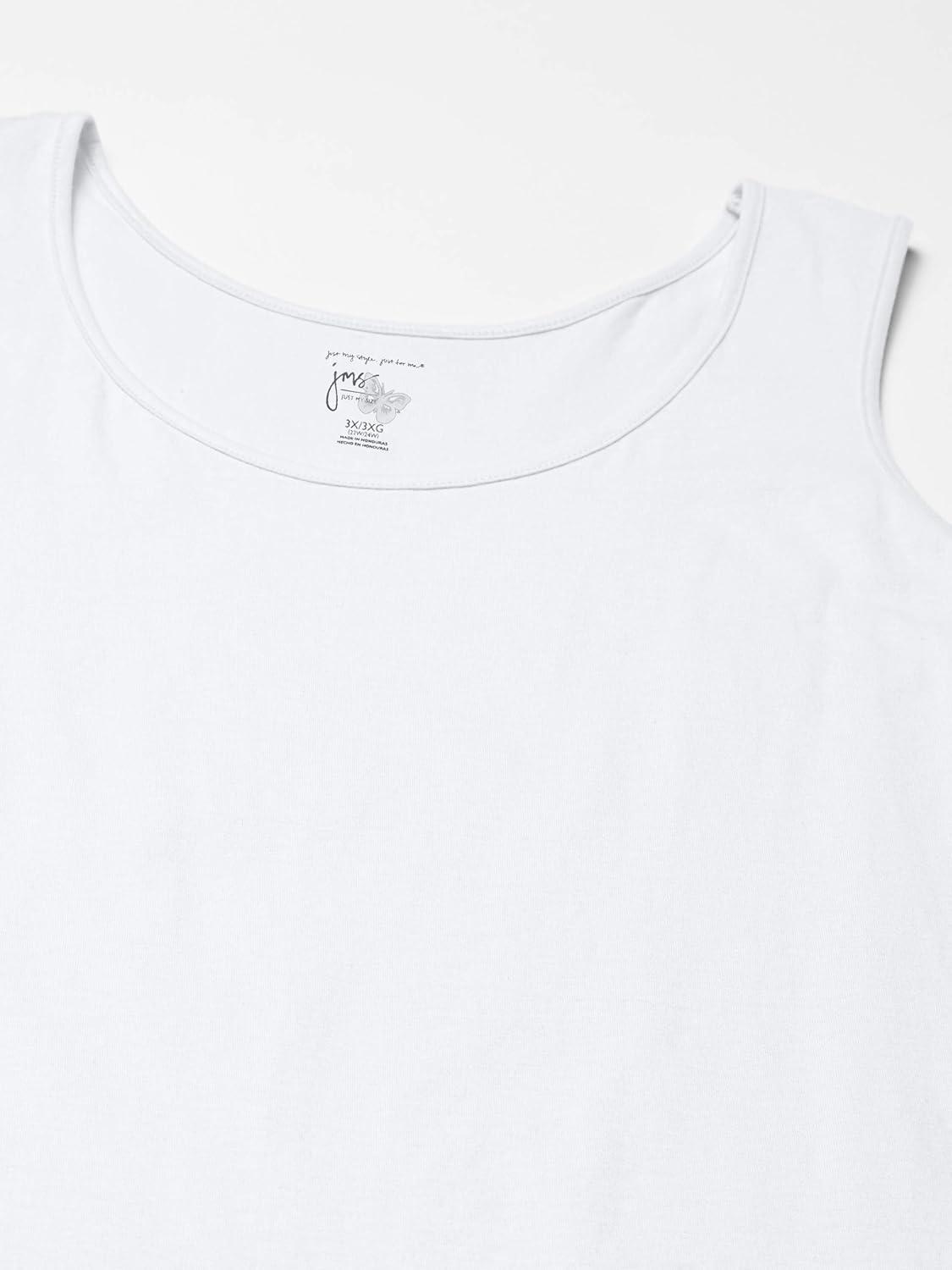 imageJUST MY SIZE Womens Plus Size Cotton Jersey Shirttail Tank Top Plus Sleeveless ShirtsWhite