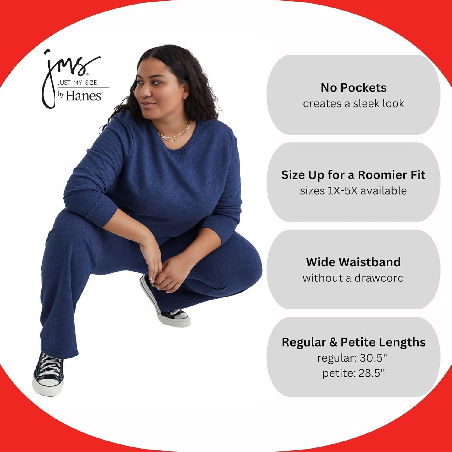 imageJUST MY SIZE Womens Plus Size EcoSmart Sweatpants Open Leg Fleece Pants 305quotNavy Heather