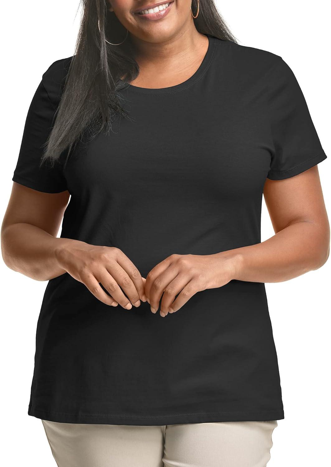 imageJUST My Size Womens PlusSize Short Sleeve Crew Neck TeeBlack