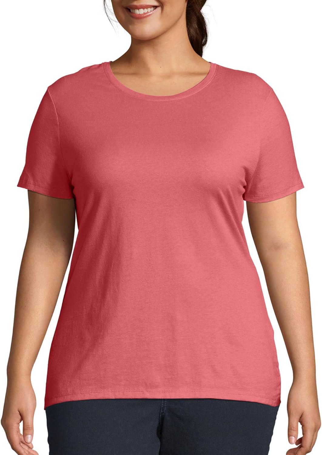 imageJUST My Size Womens PlusSize Short Sleeve Crew Neck TeeBriny Pink