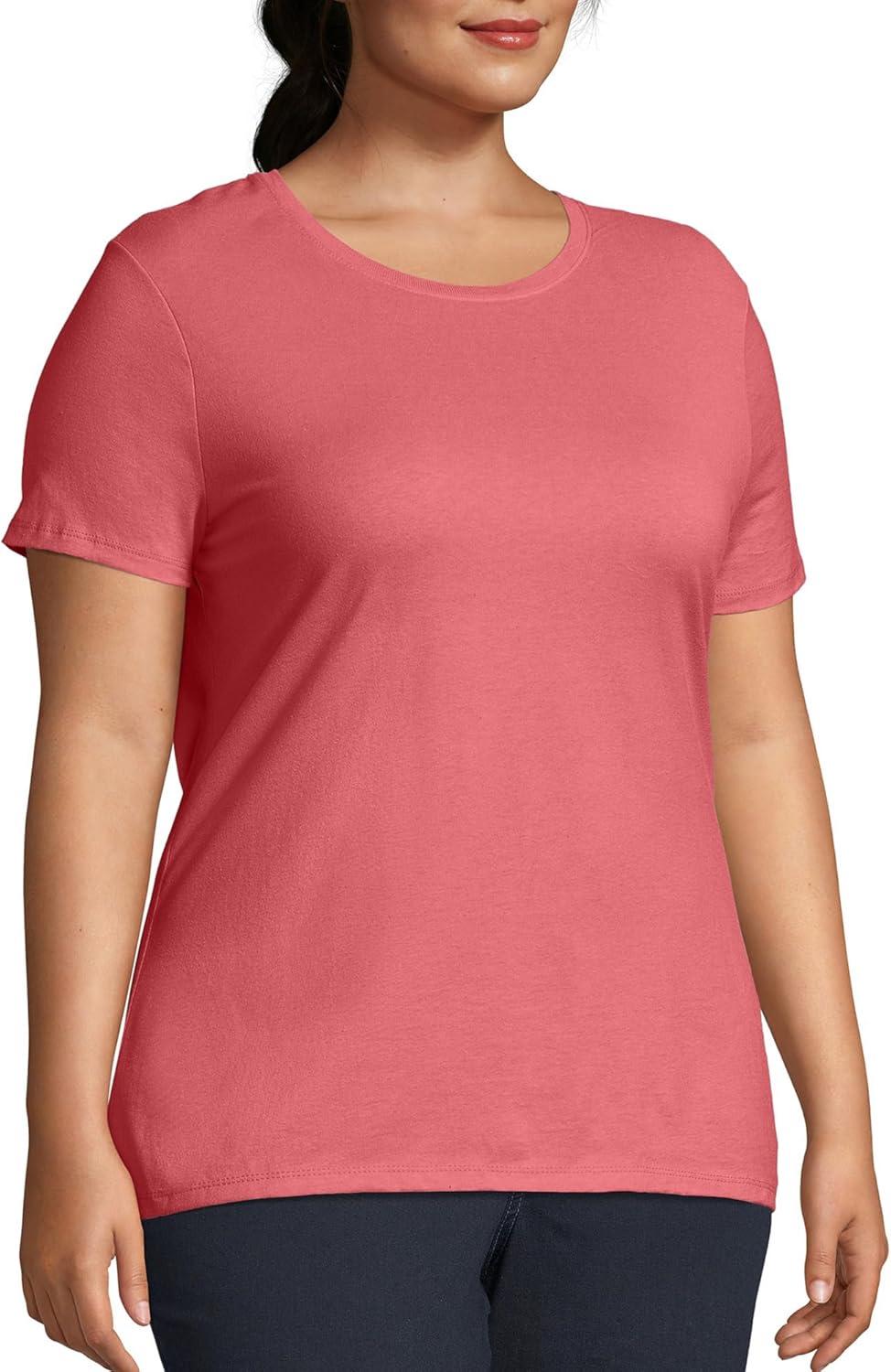 imageJUST My Size Womens PlusSize Short Sleeve Crew Neck TeeBriny Pink