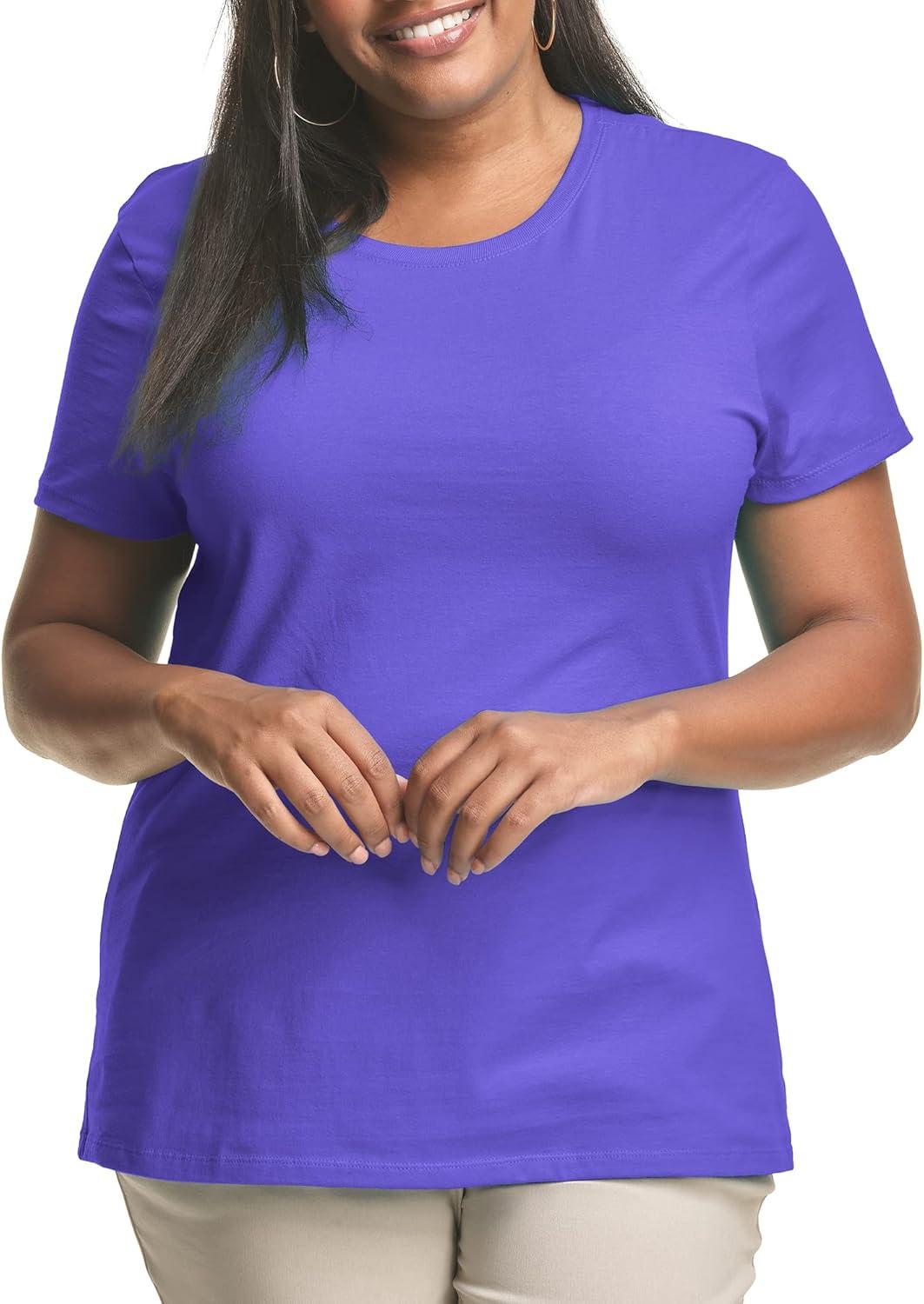 imageJUST My Size Womens PlusSize Short Sleeve Crew Neck TeePetal Purple