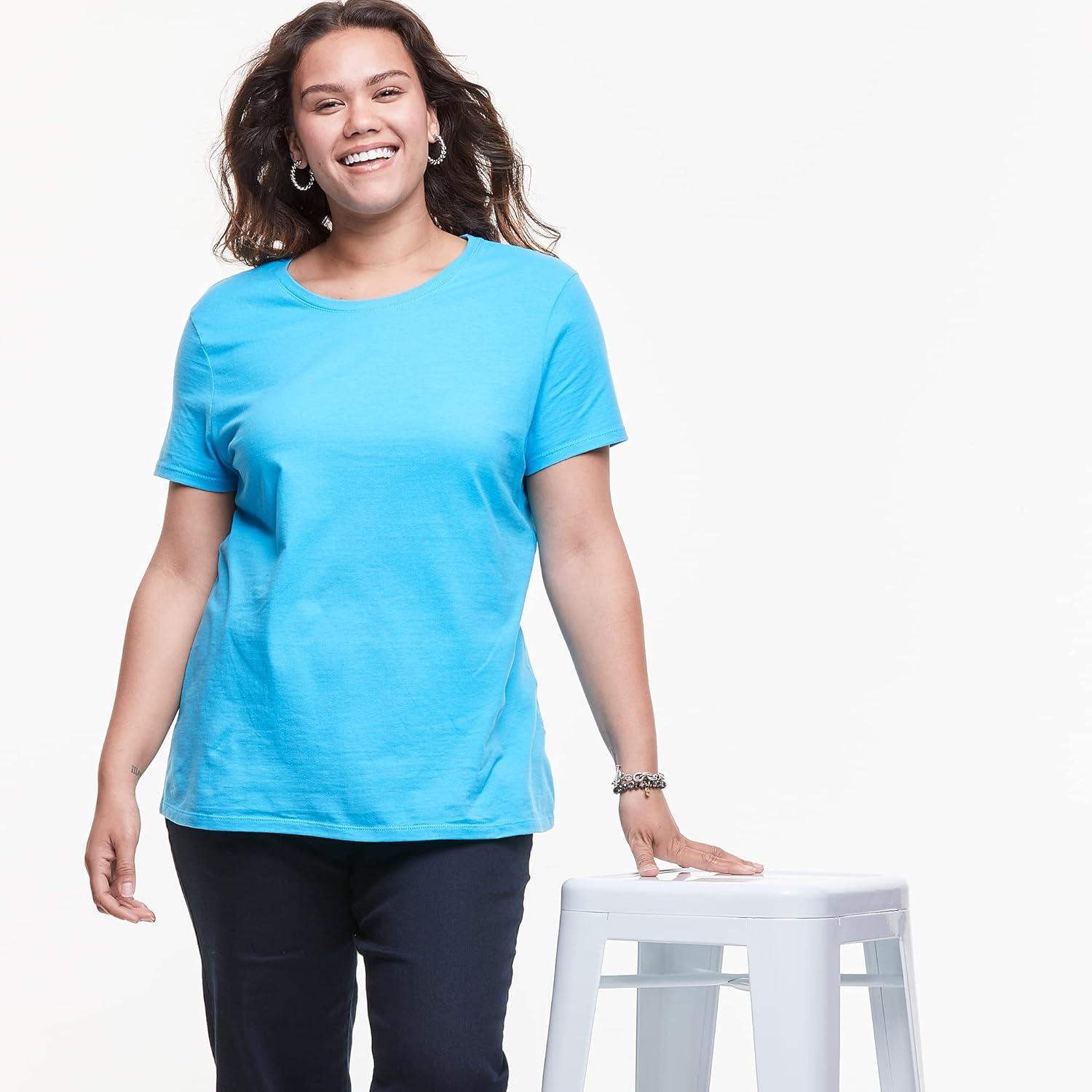 imageJUST My Size Womens PlusSize Short Sleeve Crew Neck TeeProcess Blue