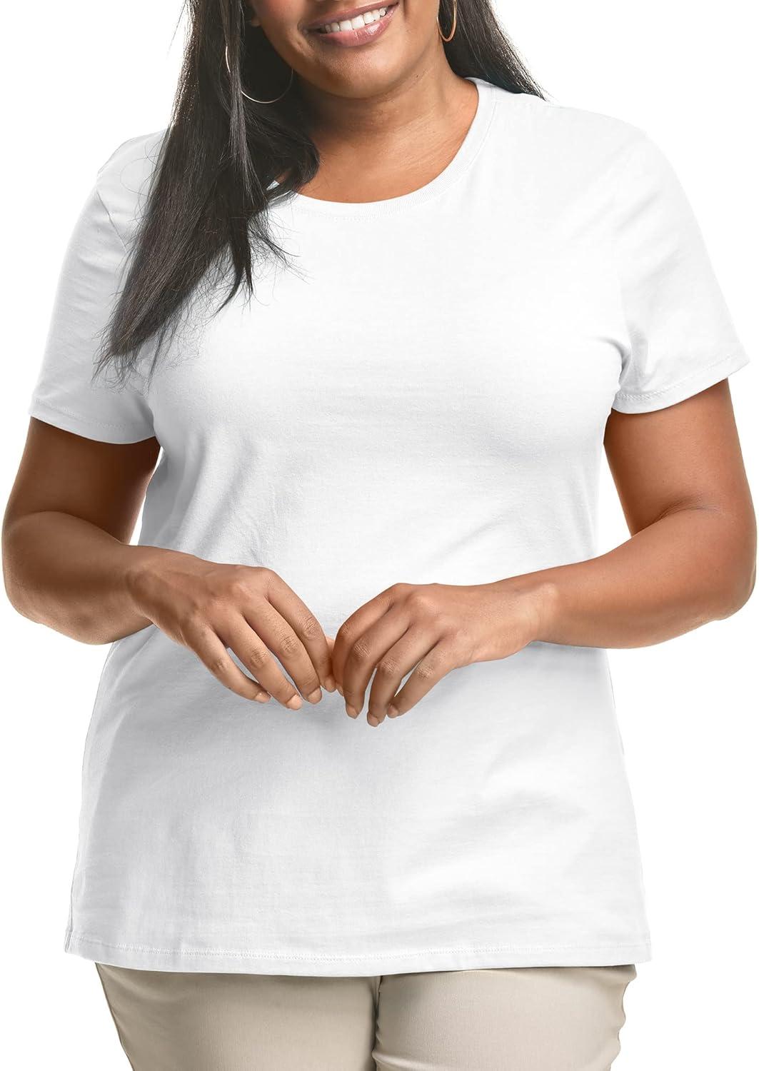 imageJUST My Size Womens PlusSize Short Sleeve Crew Neck TeeWhite