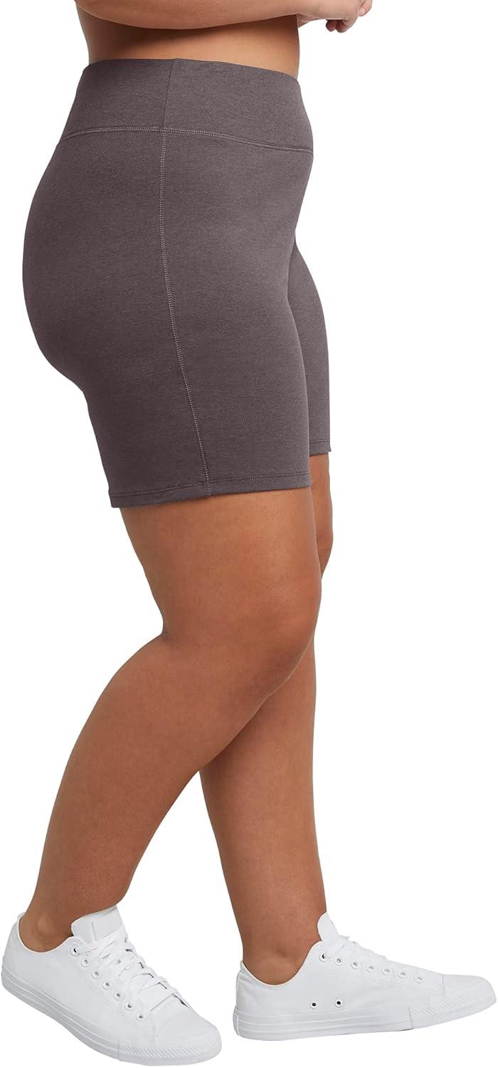 imageJust My Size Womens Stretch Jersey Bike Shorts Plus Size PullOn Bike ShortsCharcoal Heather