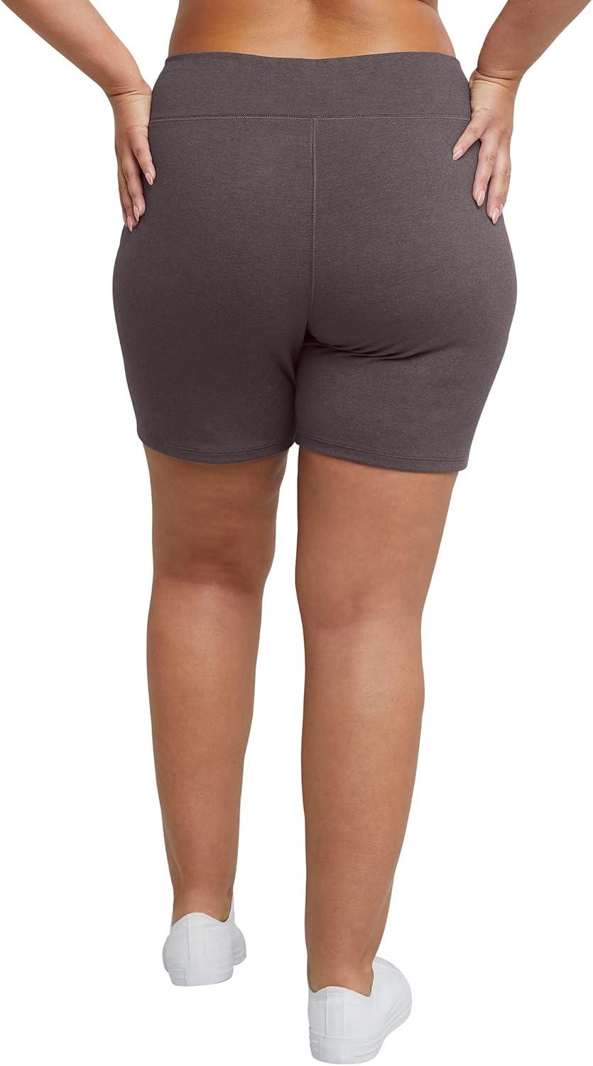 imageJust My Size Womens Stretch Jersey Bike Shorts Plus Size PullOn Bike ShortsCharcoal Heather
