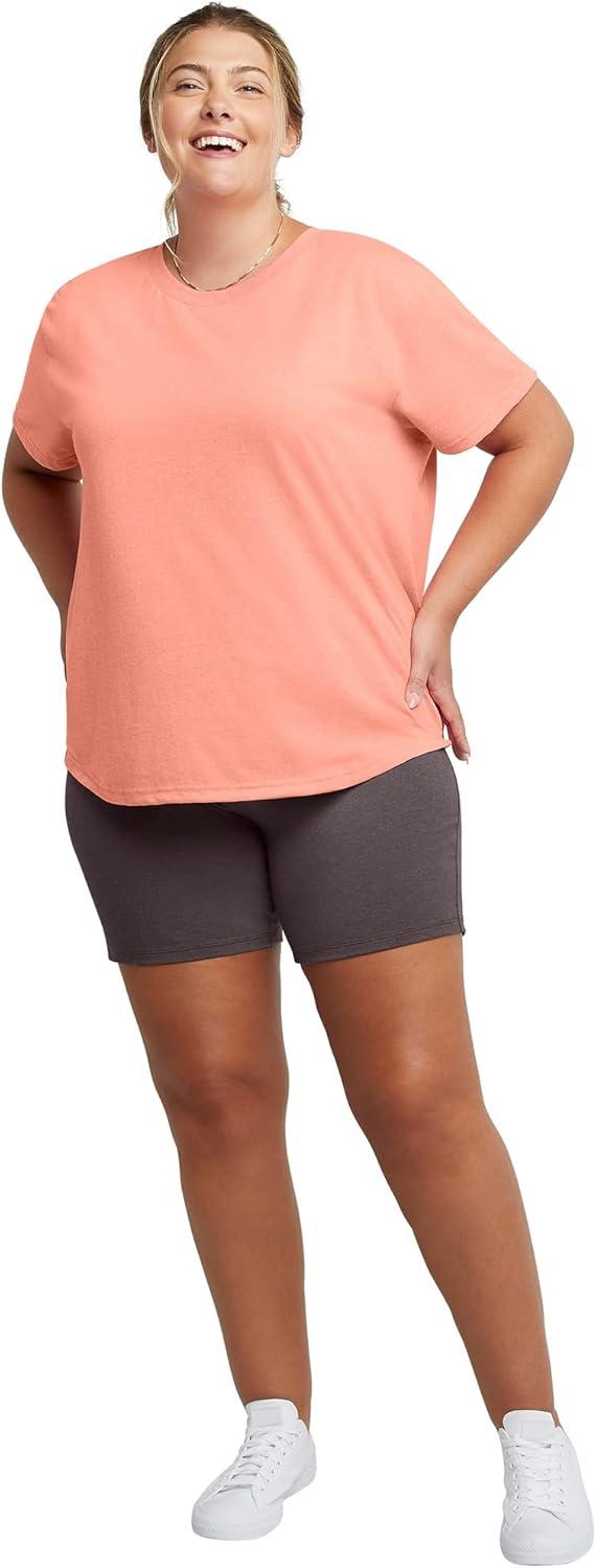 imageJust My Size Womens Stretch Jersey Bike Shorts Plus Size PullOn Bike ShortsCharcoal Heather