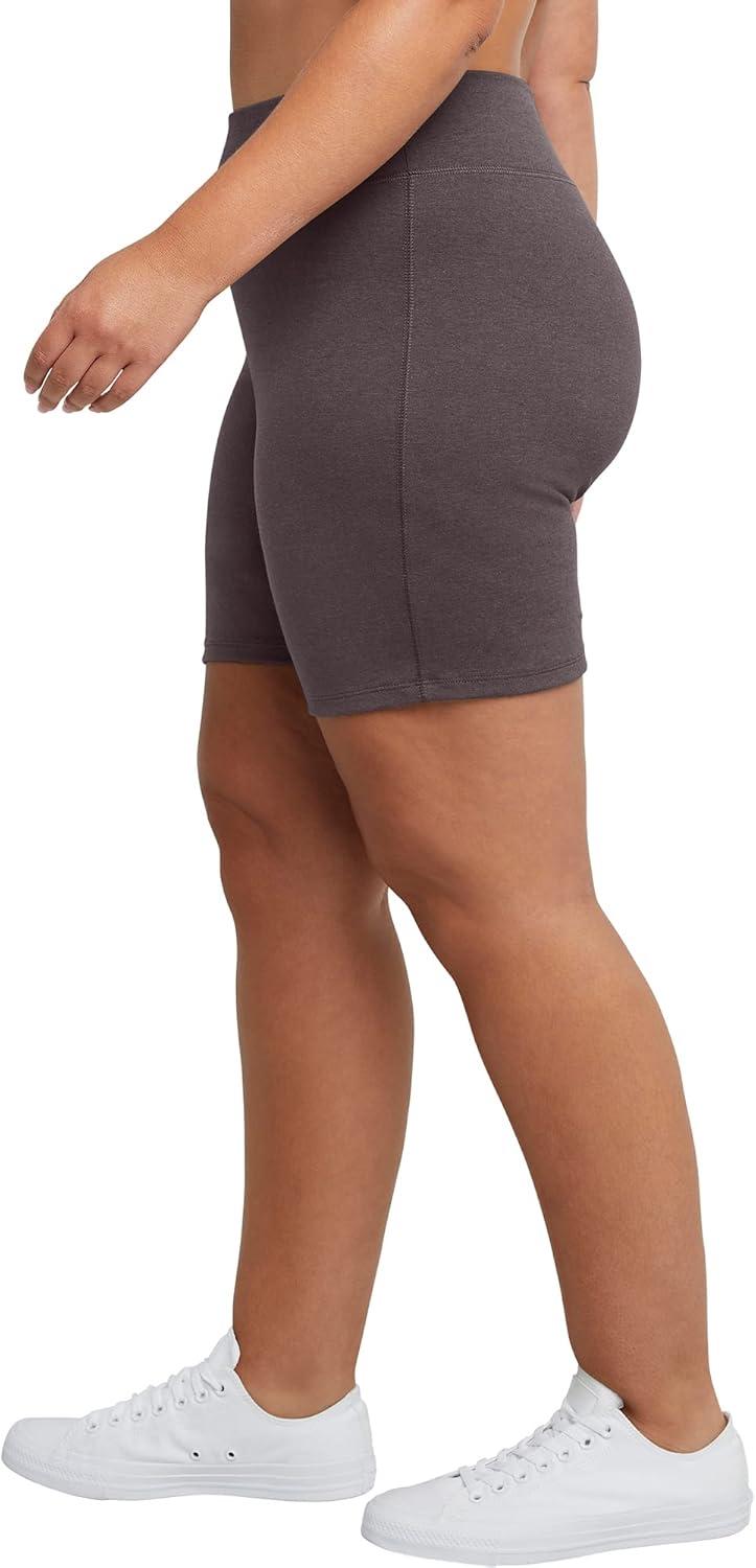 imageJust My Size Womens Stretch Jersey Bike Shorts Plus Size PullOn Bike ShortsCharcoal Heather
