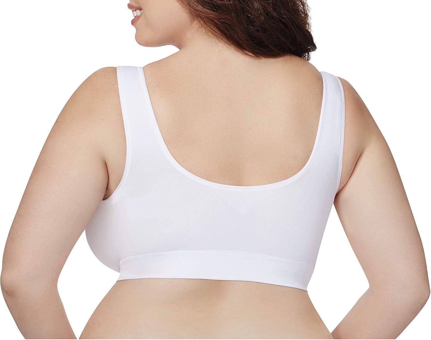 imageJust My Size Womens Wireless Bra Pure Comfort Full Figure FrontClose Bra Plus SizesWhite