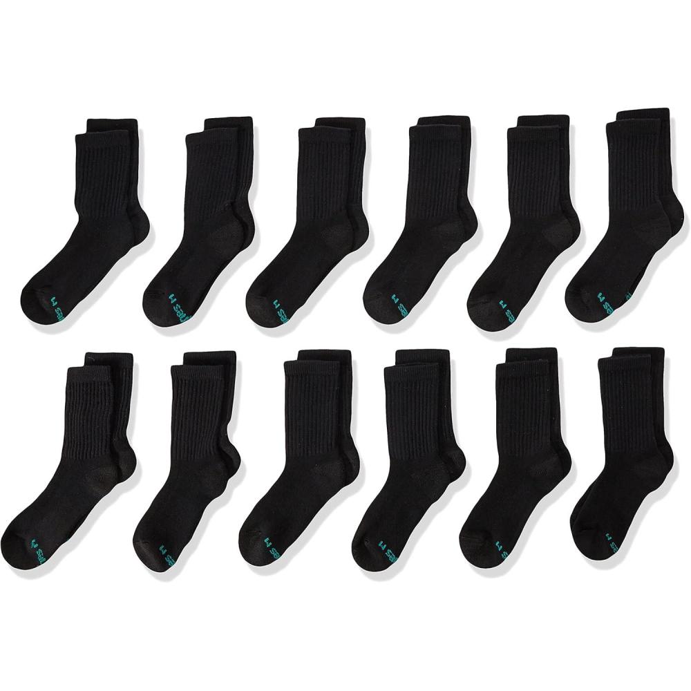 imageHanes Boys Socks Double Tough Cushioned Crew Socks 12pair PacksBlack