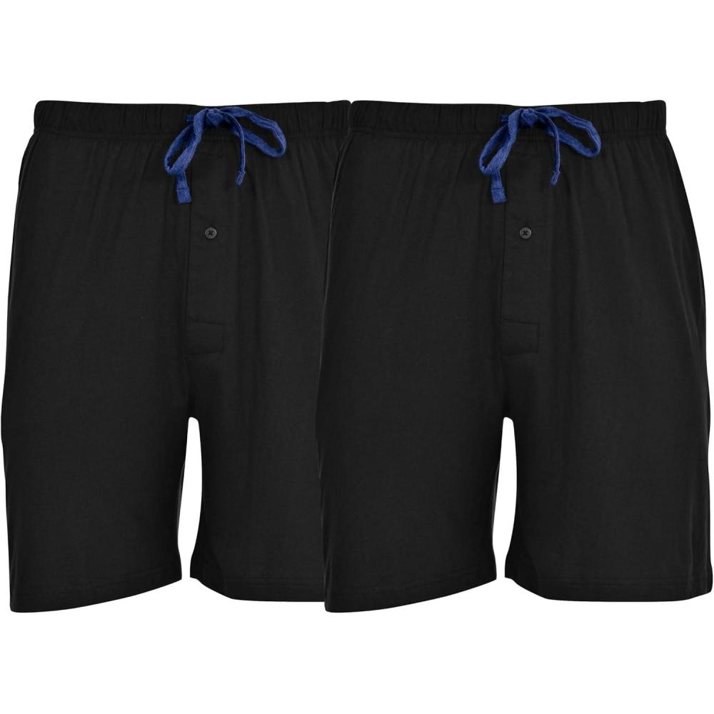 imageHanes Mens 2Pack Sleep Shorts  Cotton Lounge Shorts 75quot Inseam Breathable Fit Elastic Waist Pantalones para Dormir 2PackBlackBlack
