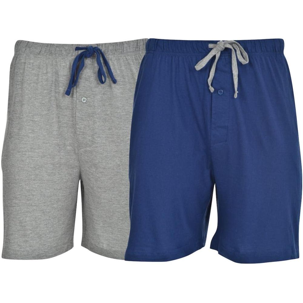 imageHanes Mens 2Pack Sleep Shorts  Cotton Lounge Shorts 75quot Inseam Breathable Fit Elastic Waist Pantalones para Dormir 2PackBlue DepthHeather Grey