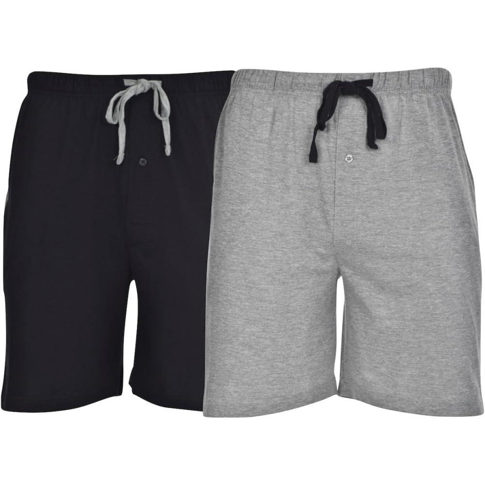 imageHanes Mens 2Pack Sleep Shorts  Cotton Lounge Shorts 75quot Inseam Breathable Fit Elastic Waist Pantalones para Dormir 2PackHeather GreyBlack
