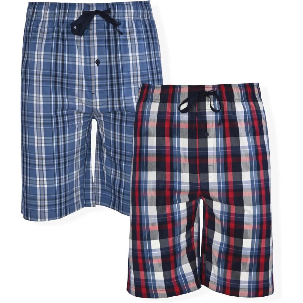 imageHanes Mens 2Pack Sleep Shorts  Cotton Lounge Shorts 75quot Inseam Breathable Fit Elastic Waist Pantalones para Dormir 2PackRedBlue