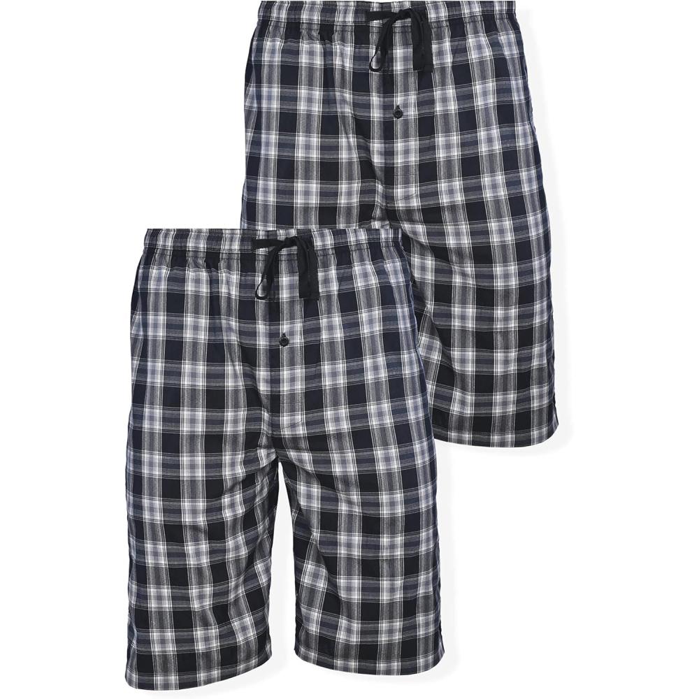 imageHanes Mens 2Pack Woven Pajama Shorts Lightweight Breathable Lounge Fit for Summer Pantalones Cortos para Hombre 2PackBlack