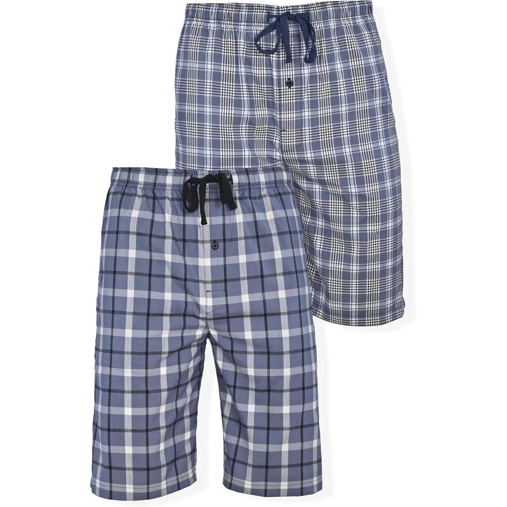 imageHanes Mens 2Pack Woven Pajama Shorts Lightweight Breathable Lounge Fit for Summer Pantalones Cortos para Hombre 2PackGreyGrey