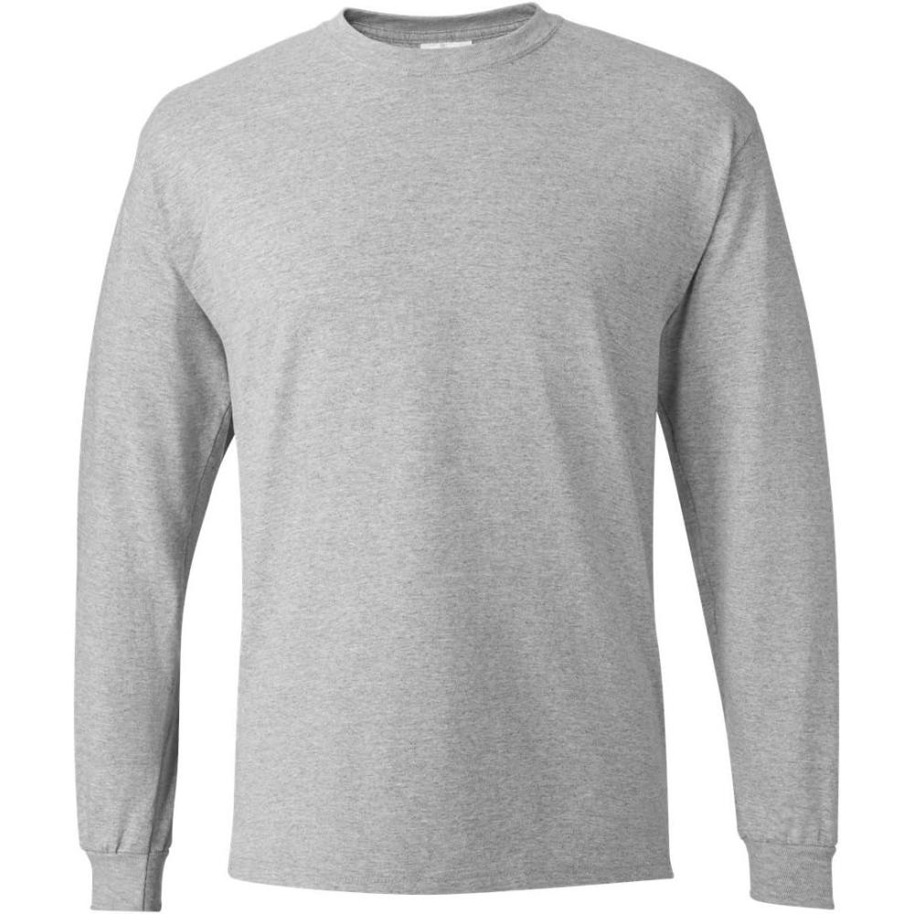 imageHanes Mens Essentials LongSleeve TShirt Crewneck Cotton TShirts for Men 2PackLight Steel 2 Pack