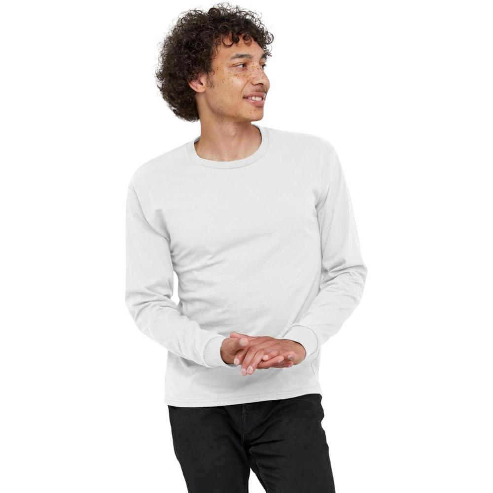 imageHanes Mens Essentials LongSleeve TShirt Crewneck Cotton TShirts for Men 2PackWhite 4 Pack
