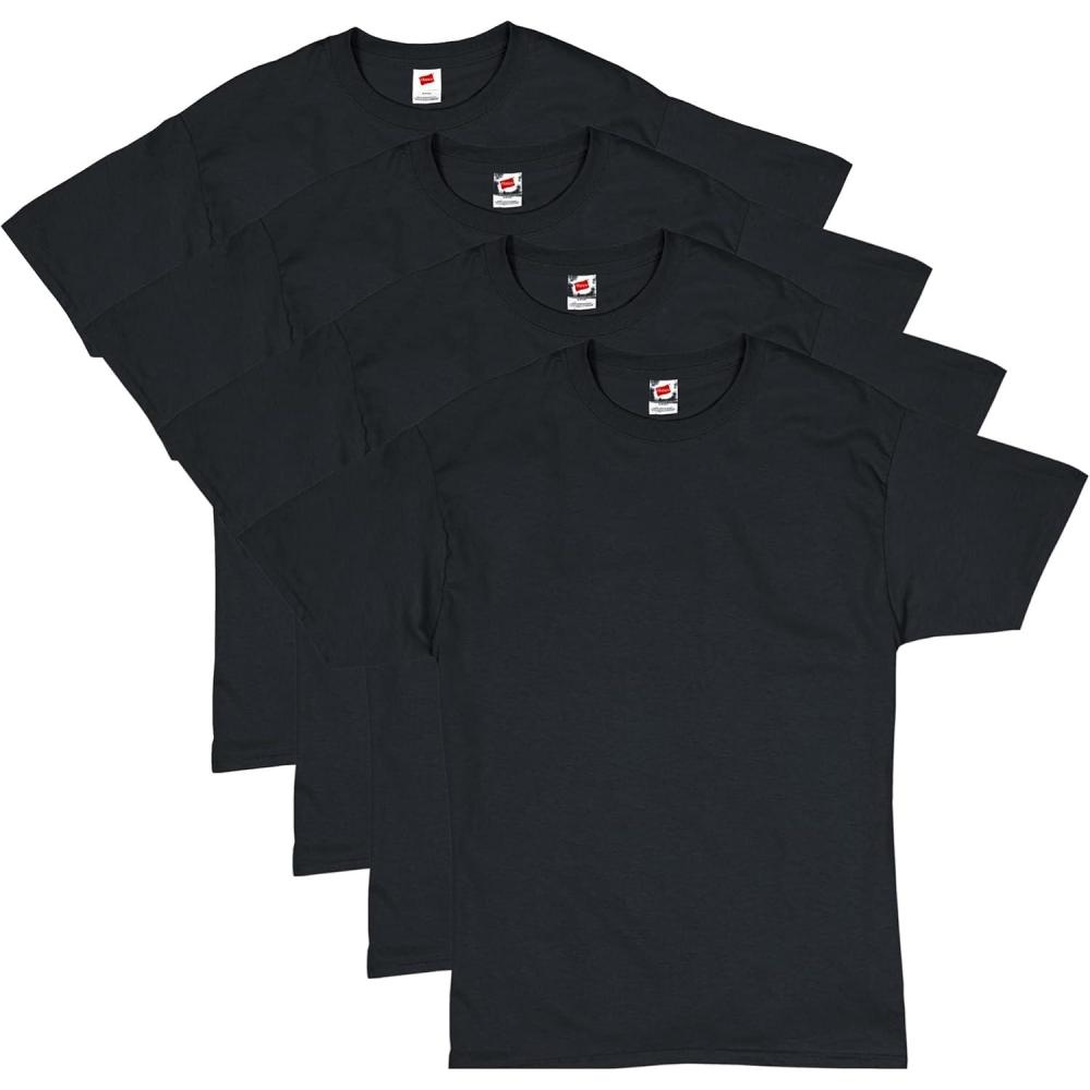 imageHanes Mens Essentials Tshirt 4 and 6 Packs ComfortSoft Tee Cotton Shirt for MenBlack  4 Pack