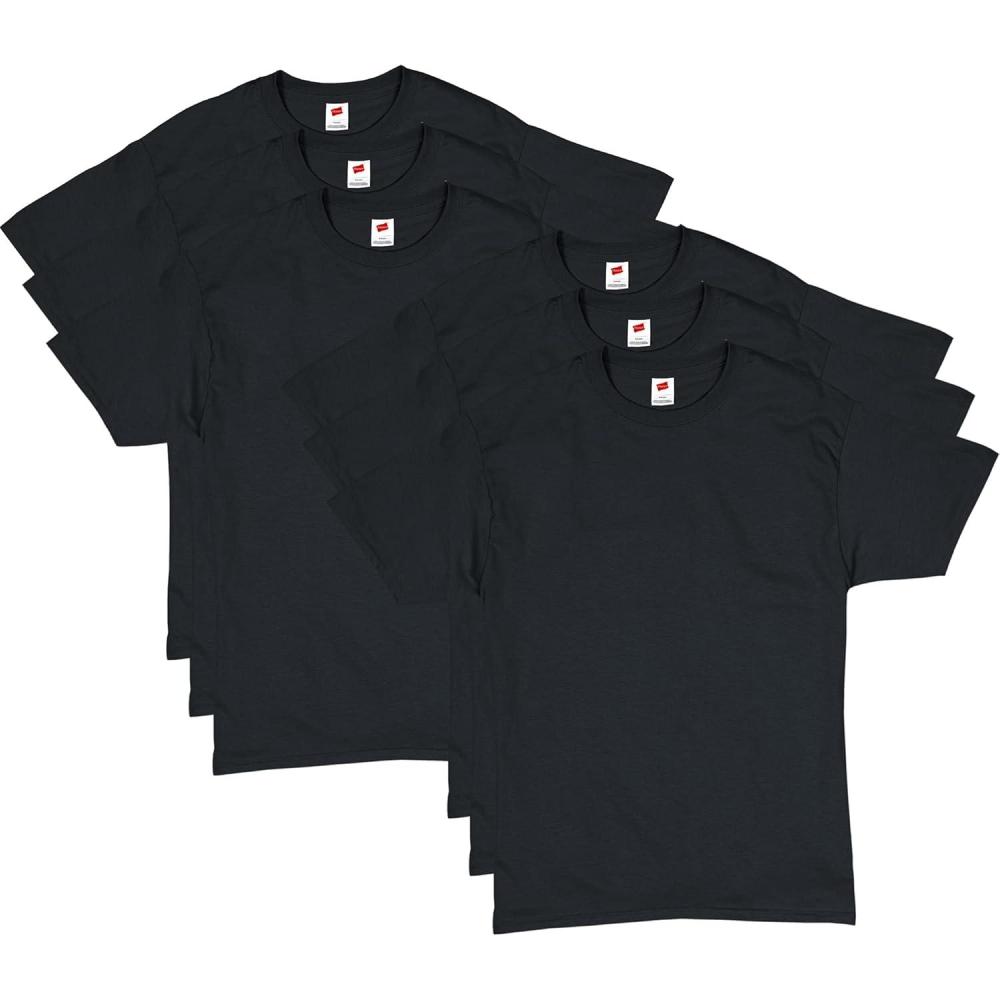 imageHanes Mens Essentials Tshirt 4 and 6 Packs ComfortSoft Tee Cotton Shirt for MenBlack 6 Pack