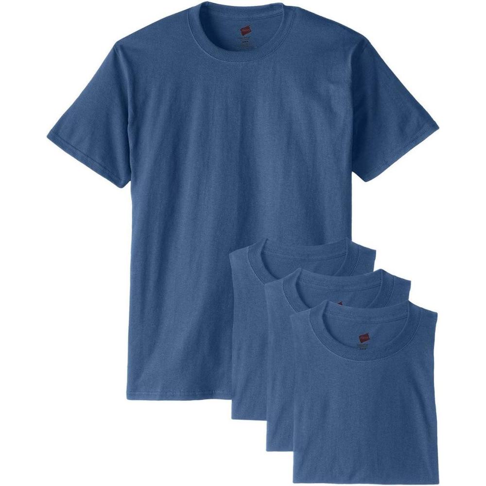 imageHanes Mens Essentials Tshirt 4 and 6 Packs ComfortSoft Tee Cotton Shirt for MenDenim Blue 4 Pack