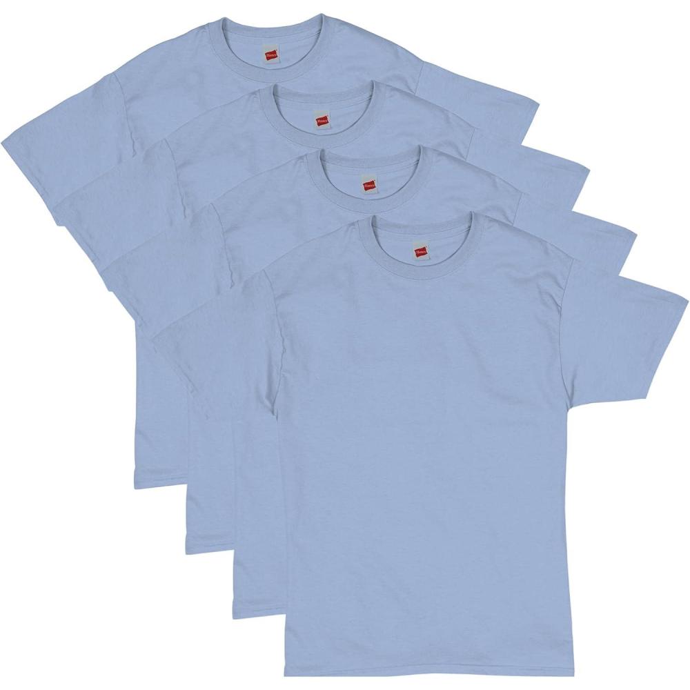 imageHanes Mens Essentials Tshirt 4 and 6 Packs ComfortSoft Tee Cotton Shirt for MenLight Blue  4 Pack