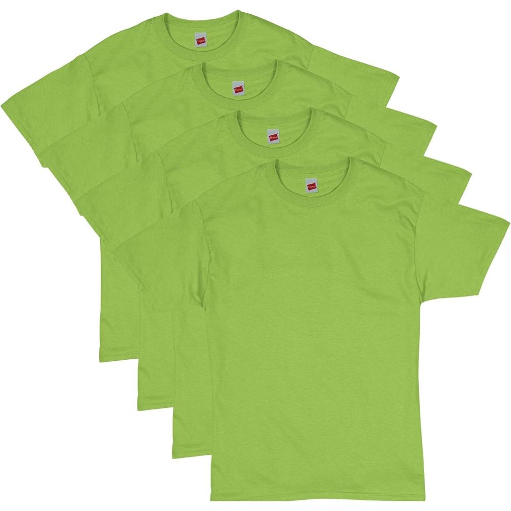 imageHanes Mens Essentials Tshirt 4 and 6 Packs ComfortSoft Tee Cotton Shirt for MenLime 4 Pack