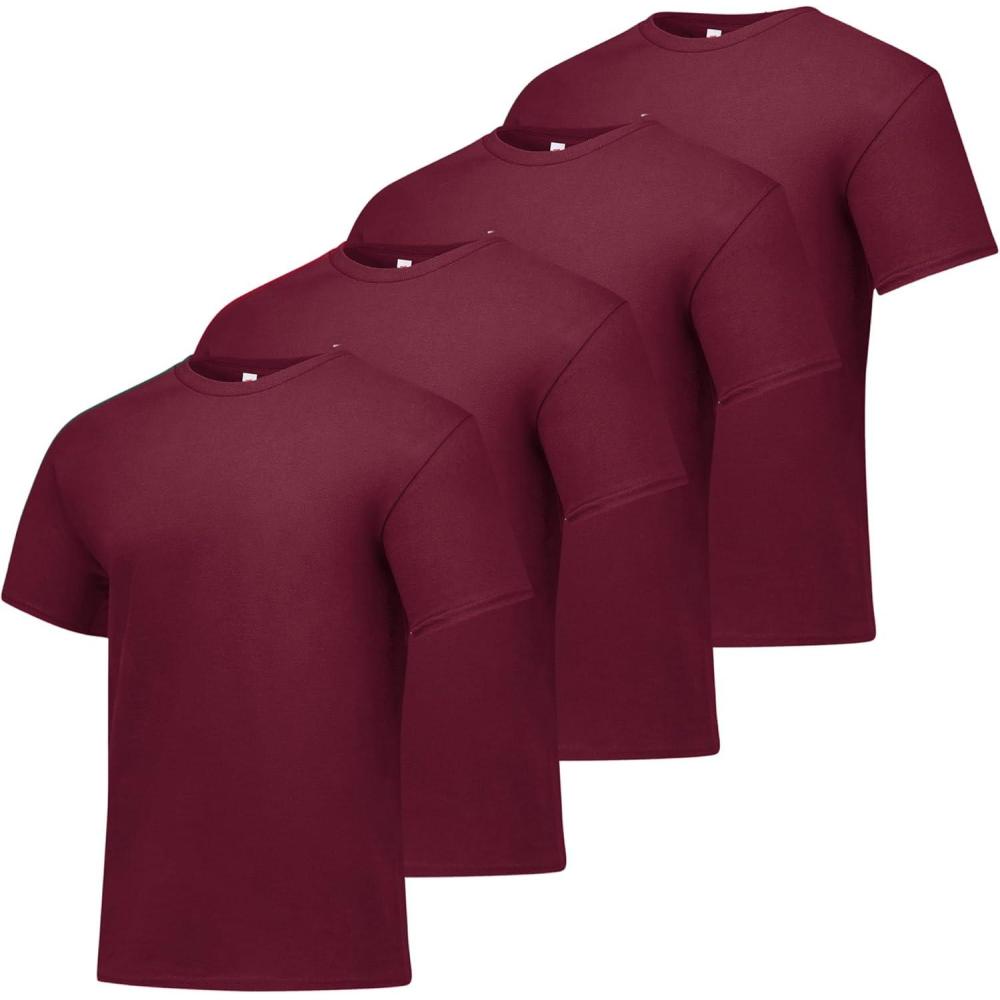imageHanes Mens Essentials Tshirt 4 and 6 Packs ComfortSoft Tee Cotton Shirt for MenMaroon  4 Pack